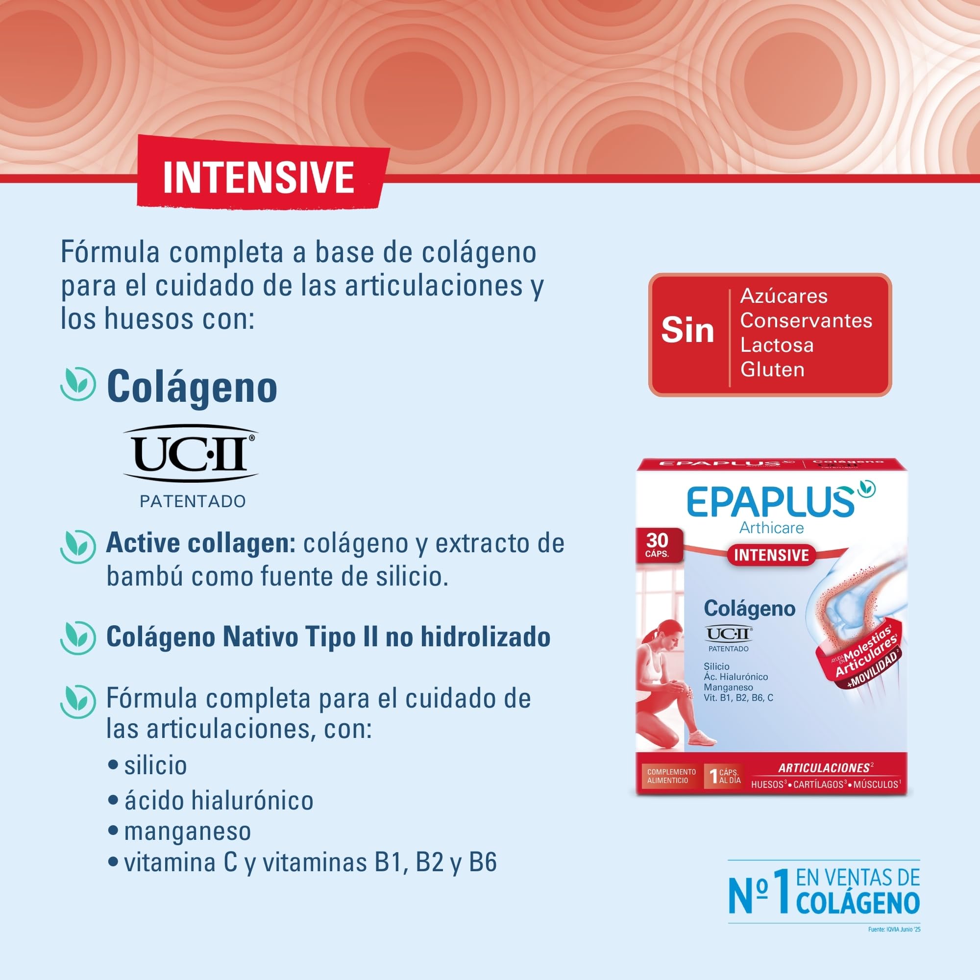 EPAPLUS Arthicare | Intensive UC-II® 40 mg | Colágeno Tipo II No Desnaturalizado para el Cuidado Articular Intensivo | Con Ácido Hialurónico y Silicio | Vitaminas y Minerales | 30 Cápsulas