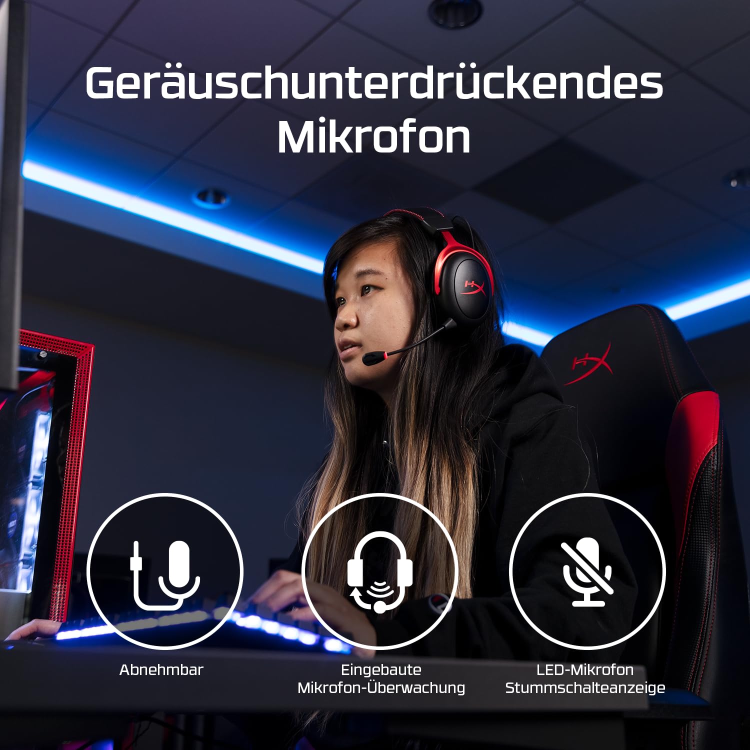 HyperX Cloud II Wireless Gaming-Headset, 2,4-GHz, 30 Std. Akku, 20 m Reichweite, DTS Headphone Spatial Audio, 53-mm-Treiber, HyperX Komfort, abnehmbares Mikrofon, Schwarz-Rot
