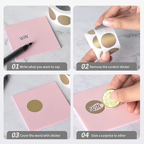 Miniatura 4 de Paquete de 300 calcomanías para rascar, círculo redondo de 1 pulgada, autoadhesivas para boletos de lotería, bricolaje, creación de tarjetas de