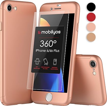 Funda iPhone 6s PLUS 360 Grados Completa - Carcasa Integral con X2 Protector de Pantalla de Vidrio Templado para iPhone 6 / 6s PLUS - Funda Delantera y Trasera con Cristal Templado (Oro Rosa) Funda iPhone 6s PLUS 360 Grados Completa - Carcasa Integral con X2 Protector de Pantalla de Vidrio Templado para iPhone 6 / 6s PLUS - Funda Delantera y Trasera con Cristal Templado (Oro Rosa)