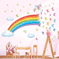 DECOWALL Szivárvány Unikornisz Falmatrica Pillangók Csillagok Felhők Gyerekszoba 3