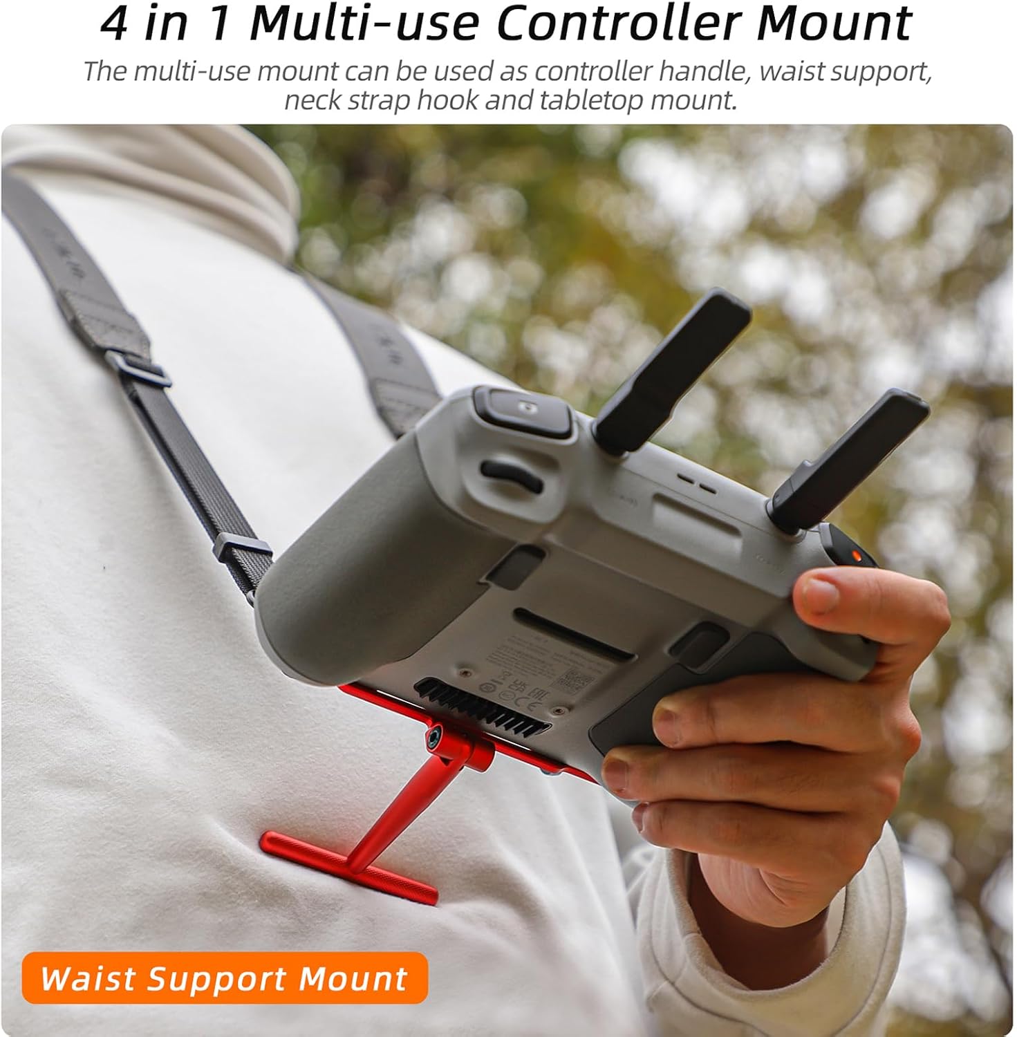 Remote Controller Bracket Mount for DJI RC/RC 2, with Lanyard Neck Strap, Aluminum Alloy 3 Hook Adapter Mount for DJI Flip, NEO, Mini 4 Pro, Air 3, Mini 3 Pro, Mavic 4/3 Pro Accessories (Red)