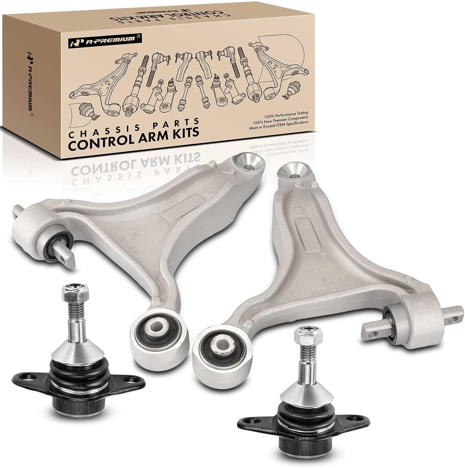 A-Premium Set of 4, Front Lower Control Arm, Lower Ball Joint, Compatible with Volvo XC70 2003-2007, V70 2001-2005