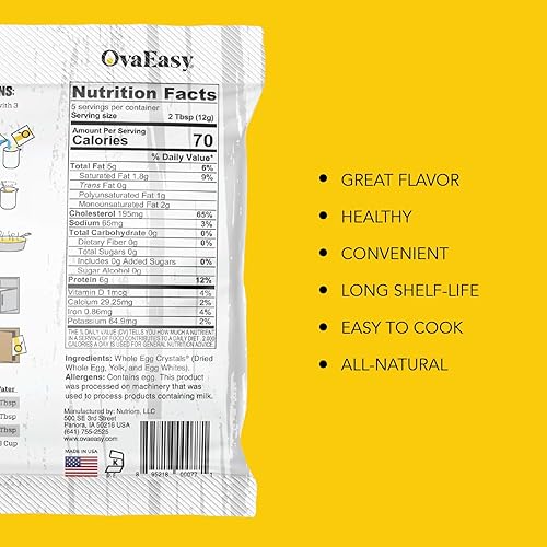 Miniatura 5 de Ova Easy Dehydrated Egg Crystals – Powdered Eggs Made From All-Natural Ingredients – Easy-To-Prepare Egg Powder – Dehydrated Food Perfect for