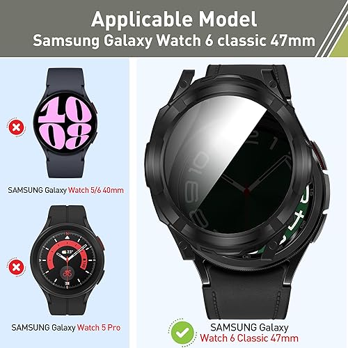 Miniatura 2 de Funda 3 en 1 para Samsung Galaxy Watch 6 Classic de 1.850 in, 2 resistentes TPU Armor Bumper Cover+2 Protector de Pantalla de Vidrio Templado+2