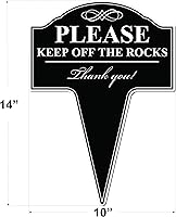 Vista 3 de Letrero de aluminio con texto en inglés «Please Keep Off The Rocks» para patio, 10 x