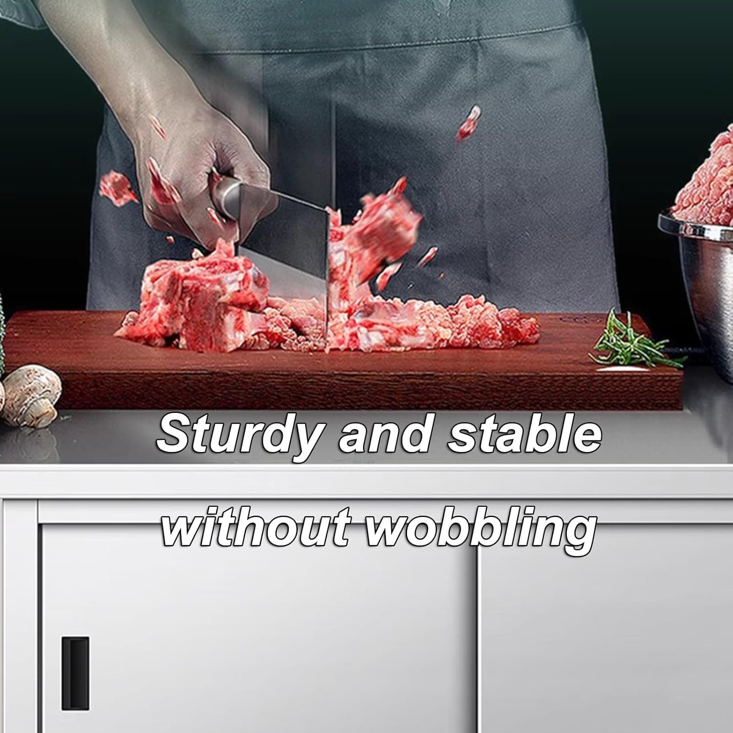 Commercial Stainless Steel Workbench Sliding Door Prep Table Multi-function Storage Cabinet Restaurant Metal Table Packing Table Sturdy and Stable