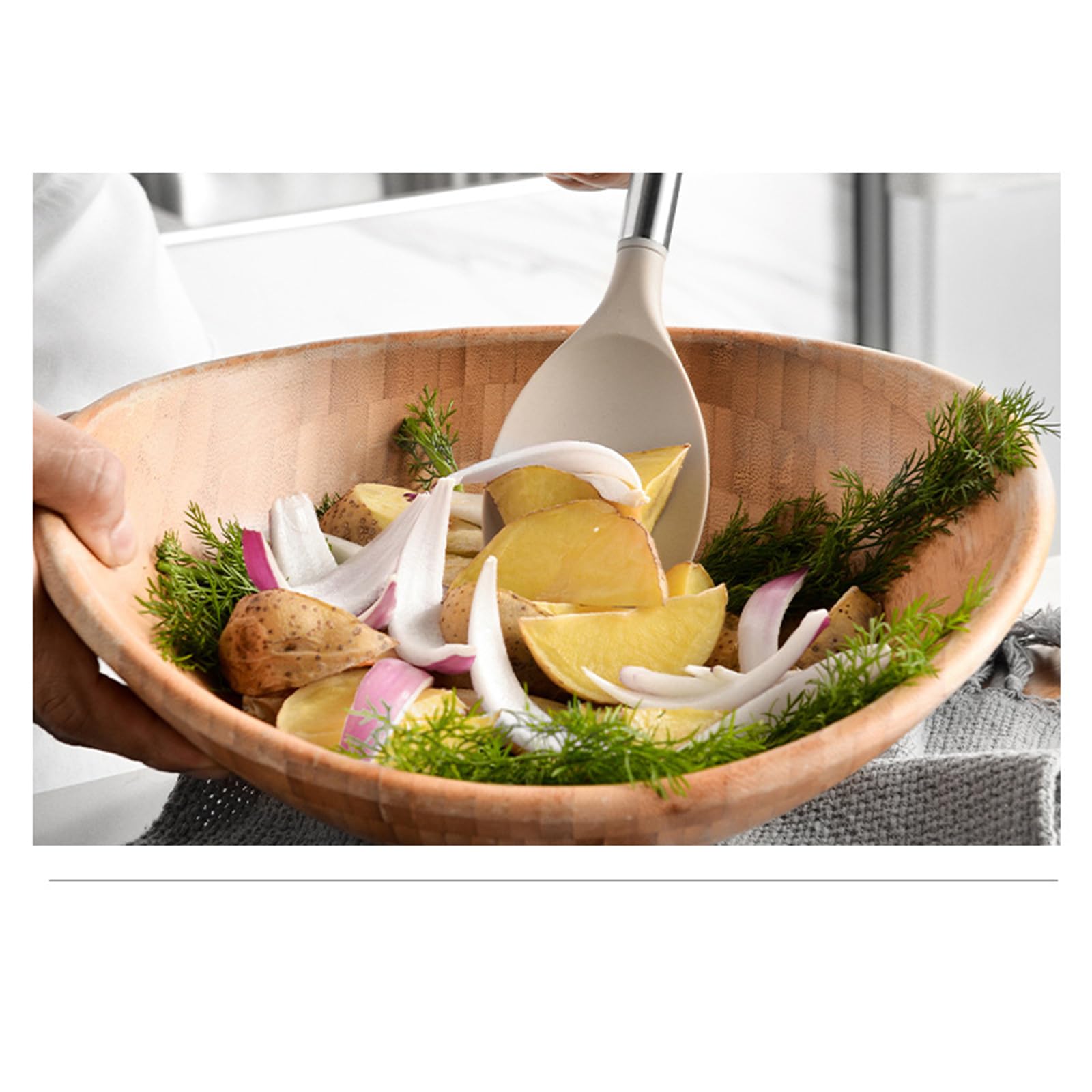 Küchenhelfer Set, Silikon Küchenutensilien Kochutensilien Set, Antihaft Hitzebeständiger Kochbesteck Set Mit Edelstahlgriff, Gesund & Langlebig, Spülmaschinengeeignet, 11 Stück,Khaki