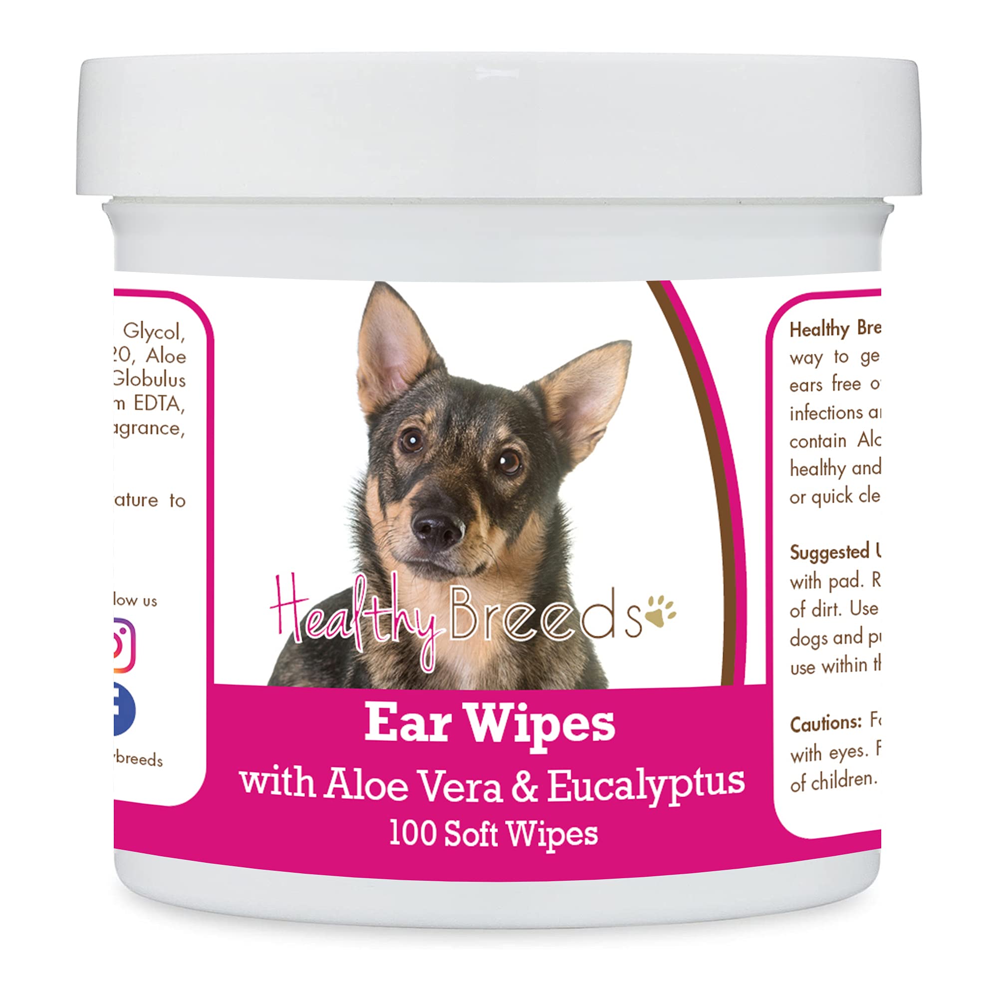 Healthy Breeds Swedish Vallhund Ear Cleaning Wipes with Aloe &amp; Eucalyptus for Dogs 100 Count