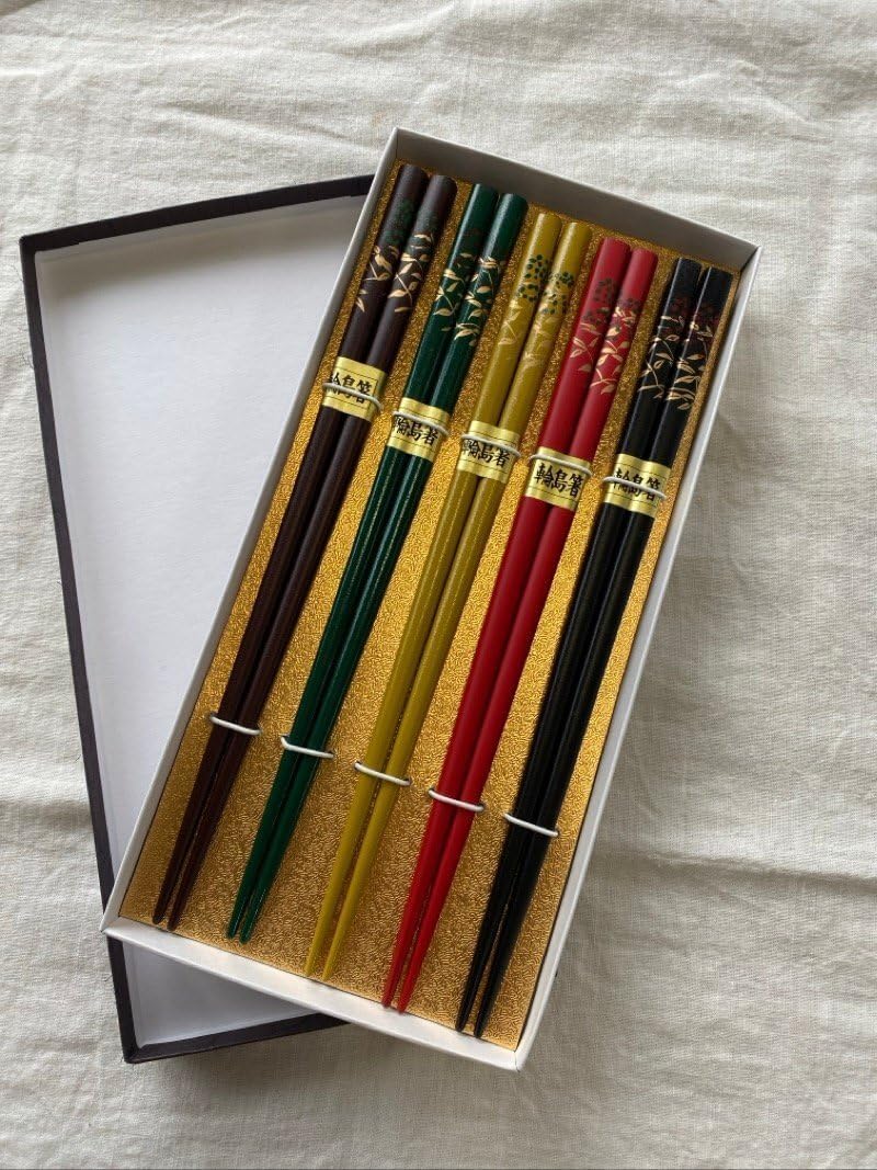 クリックポスト可 品 輪島お箸 天然木 石川県 伝統工芸品 五膳入 塗箸 漆器 箸 箱付ちょこオク