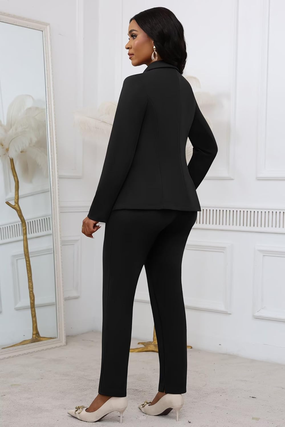 2 Piece Blazer Outfits for Women Casual One Button Blazer Jacket with Pant Suit Long Sleeve Sexy Bodycon Pantsuits - Image 6