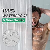 Vista 4 de AmazerBath - Cortina extralarga de plástico de acetato de vinilo polietileno (PEVA) para ducha, 72 x 84 pulgadas, transparente, de alta resistencia