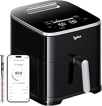 Typhur Sync 8QT AI Smart Air Fryer with Built-in Wireless Meat Thermometer, 9-in-1 XL Non Toxic Ceramic Airfryer, 450F Max, Cooks 6lb Whole Chicken, Quiet & Dishwasher Safe, 120V