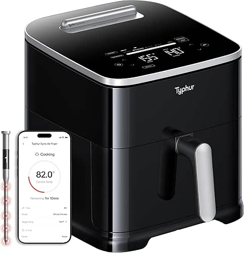 Typhur 8QT Sync Air Fryer with Built-in Wireless Meat Thermometer,