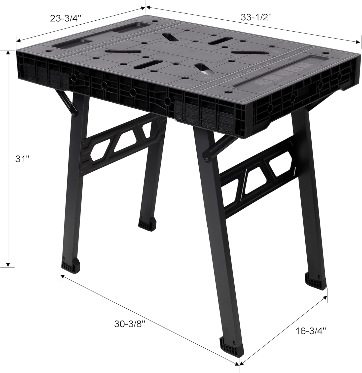 Foldable Workbench Portable Workstation with 1650LBS Capacity for Garage Workshop Home Use Black