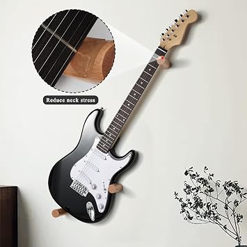 Horizontal Electric Guitar Wall Mount, Solid Wood Guitar Hanger
