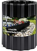 LECWELL Black Corrugated Metal Garden Edging - 6.1in x 3.28ft Wavy Landscape Border for Lawn, Yard, Flower Beds