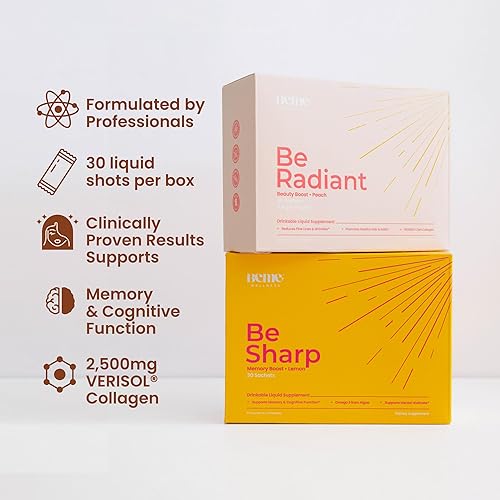 Miniatura 2 de Beauty and Brain Duo Be Radiant Liquid Collagen Peptides for Women and Men and Be Sharp Natural Omega 3 Liquid Brain Supplement. Suministro para 30