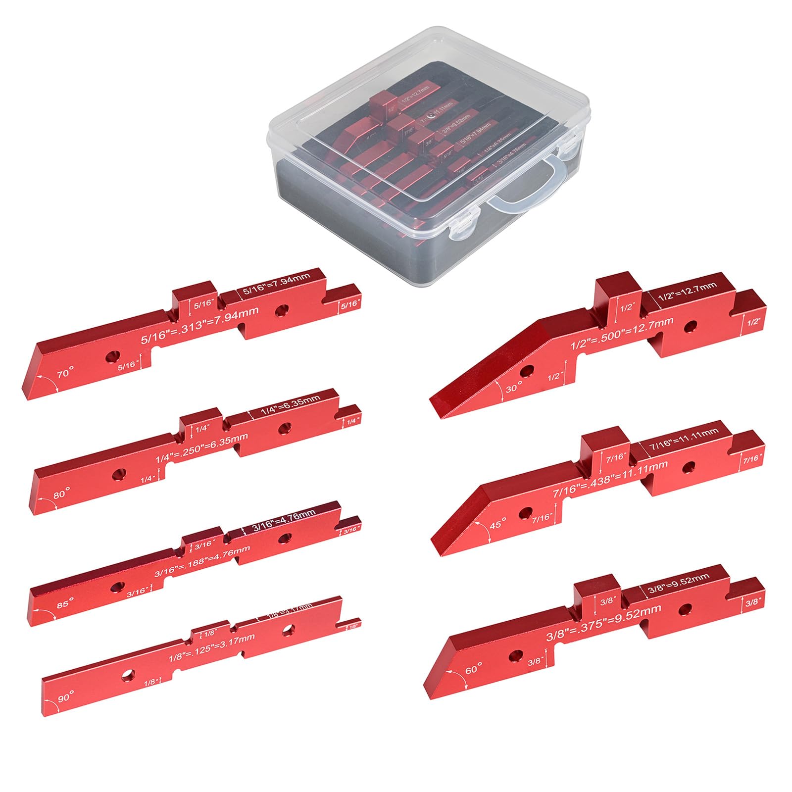 7Pcs Setup Blocks Woodworking Aluminum Setup Blocks Height Gauge Set for Router Table and Angled Measure Set Up Precisions