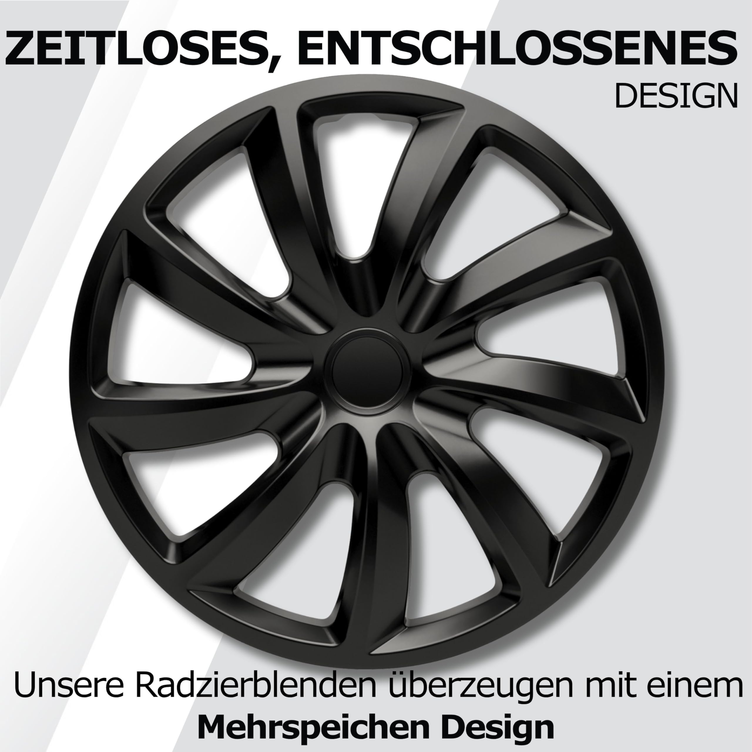 Radkappen 16 Zoll Schwarz Radzierblenden 4er-Set Aqua für Stahlfelgen | Zierkappen, Radblenden & Felgenabdeckung, rostfrei & witterungsbeständig, einfache Clip-Montage, für die meisten Automarken