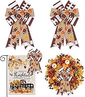 Vista 8 de ALIBBON 2 lazos de fiesta de fútbol para coronas, lazos de corona de otoño, lazos de Super Bowl, lazos verdes y marrones para puerta delantera