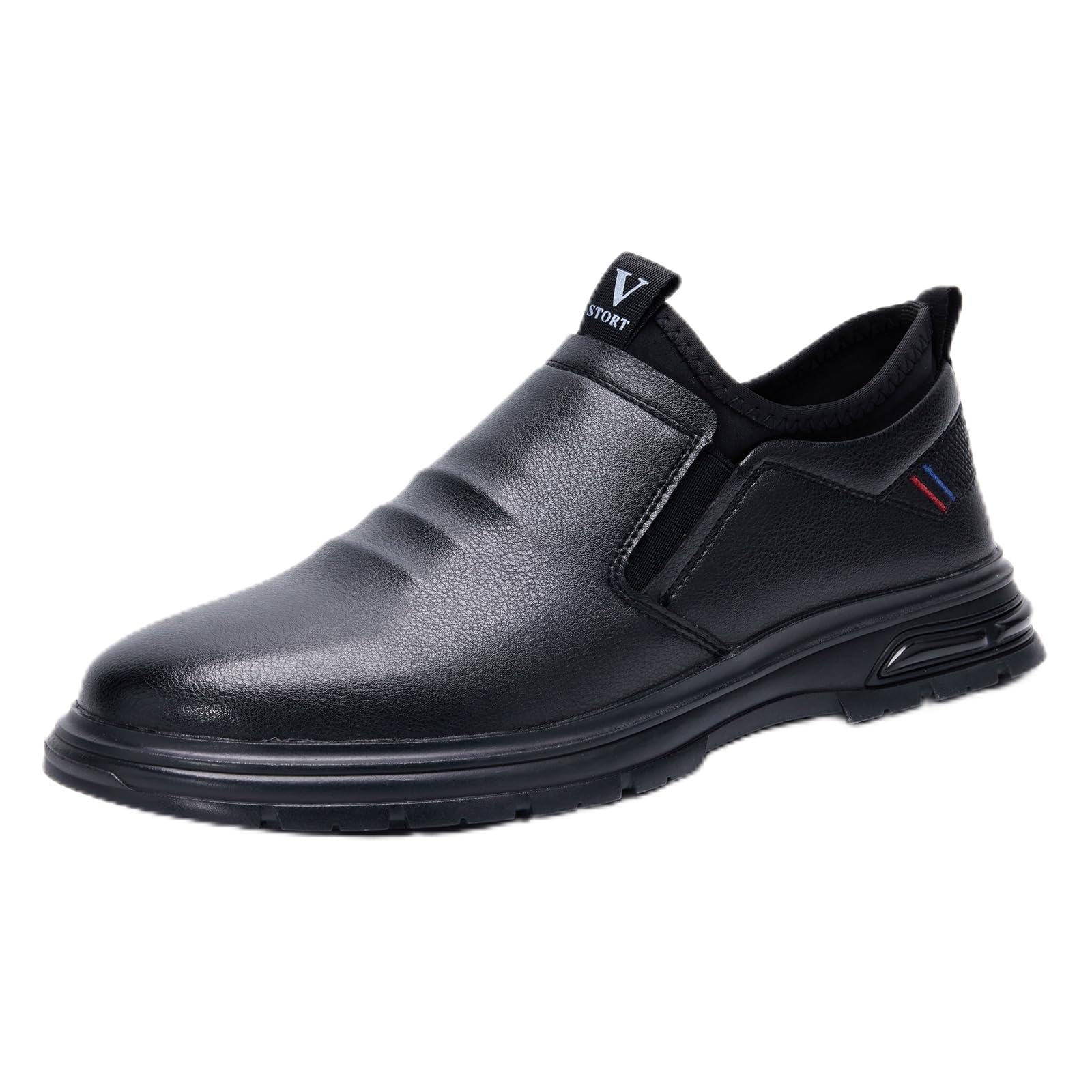 DINGGU Non Slip Work Shoes for Men Waterproof Slip on Slip Resistant Shoes?Comfortable Food Service Kitchen Restaurant Chef Work Shoes Black 12
