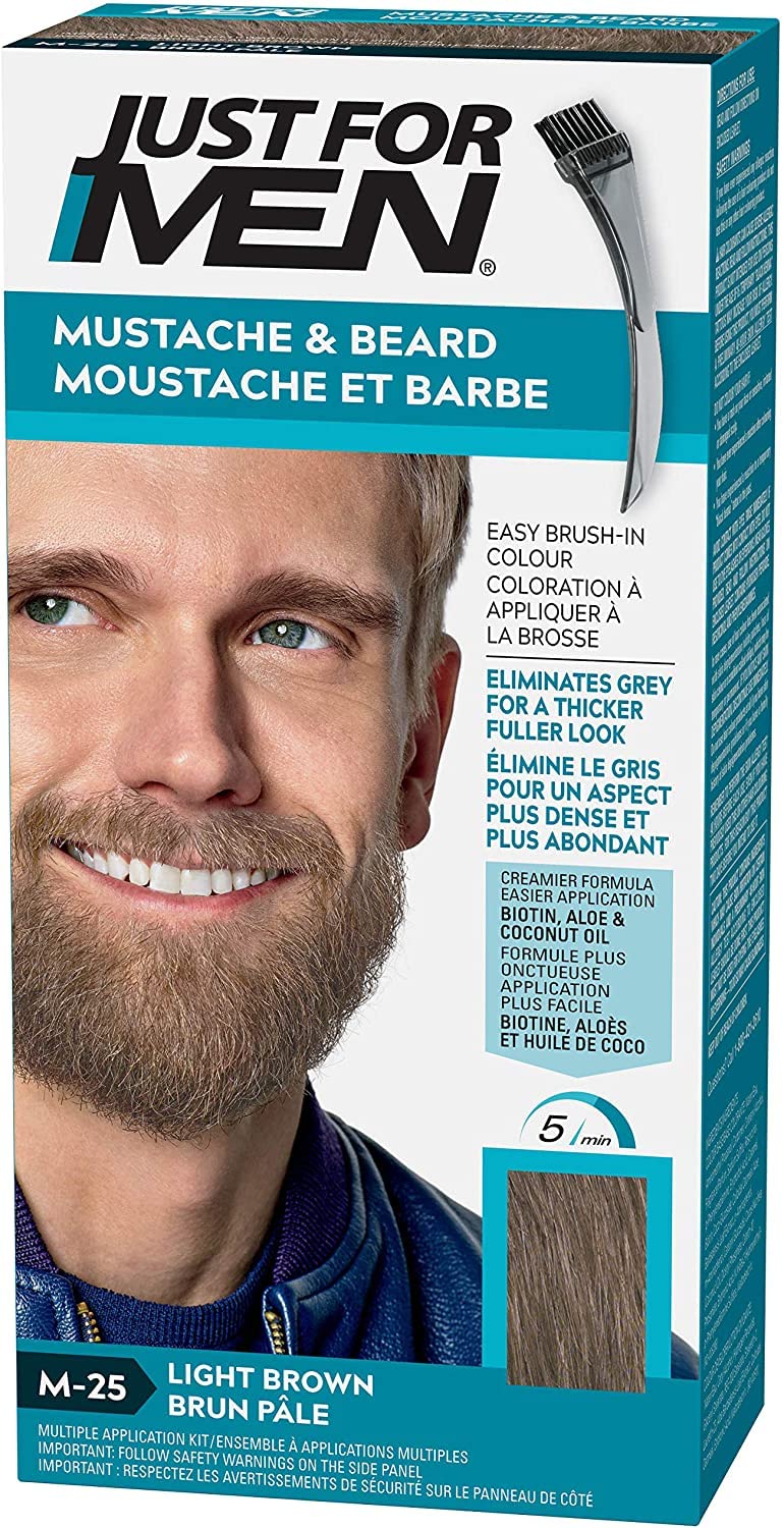Just for Men Mustache and Beard Brush-In Color Gel (Light Brown)