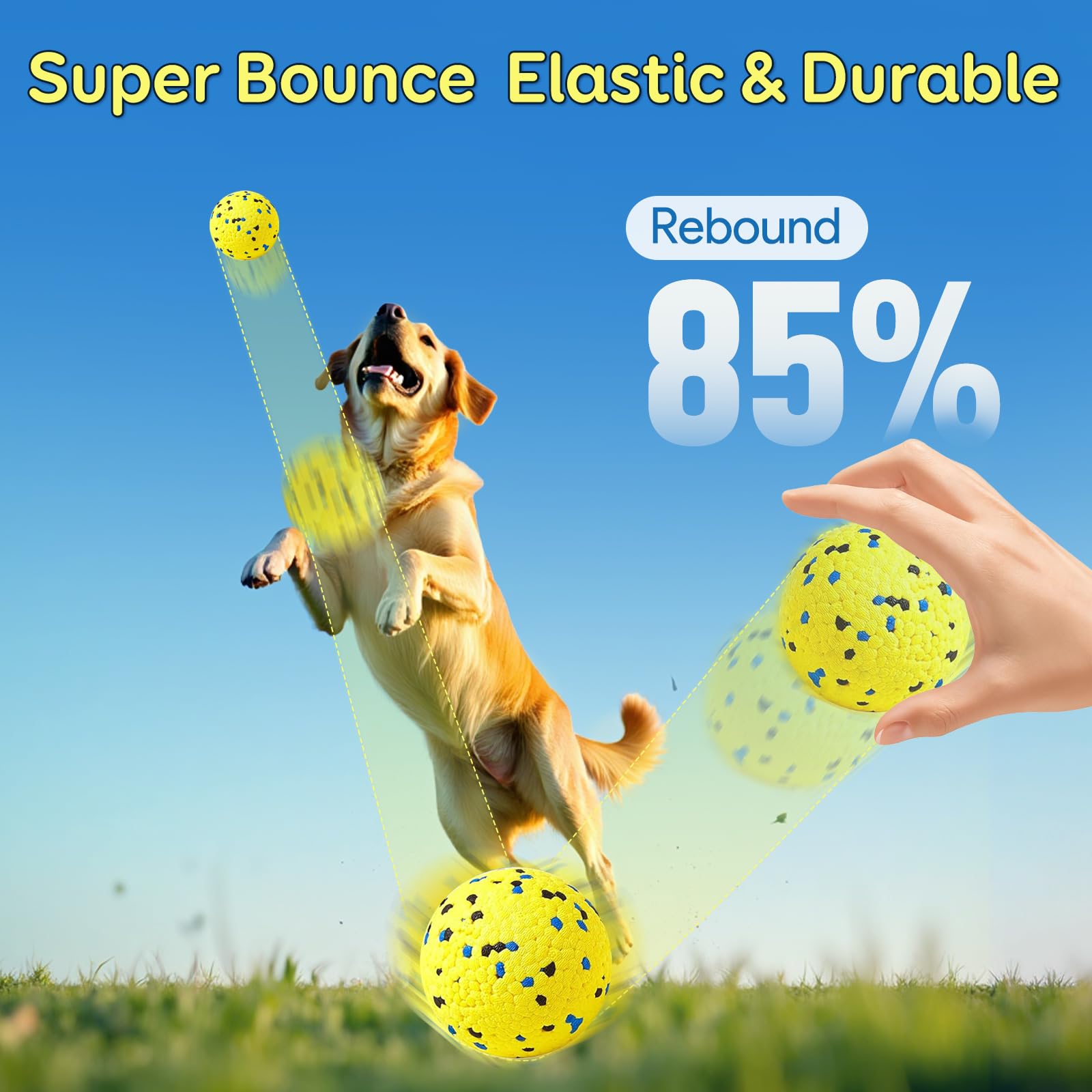 Kimee Balles de Tennis pour Chien - Jouets à mâcher pour Chiens - Jouets de Dentition durables - Jouets à Eau pour Chiens de Petite, Moyenne et Grande Taille (4 balles)
