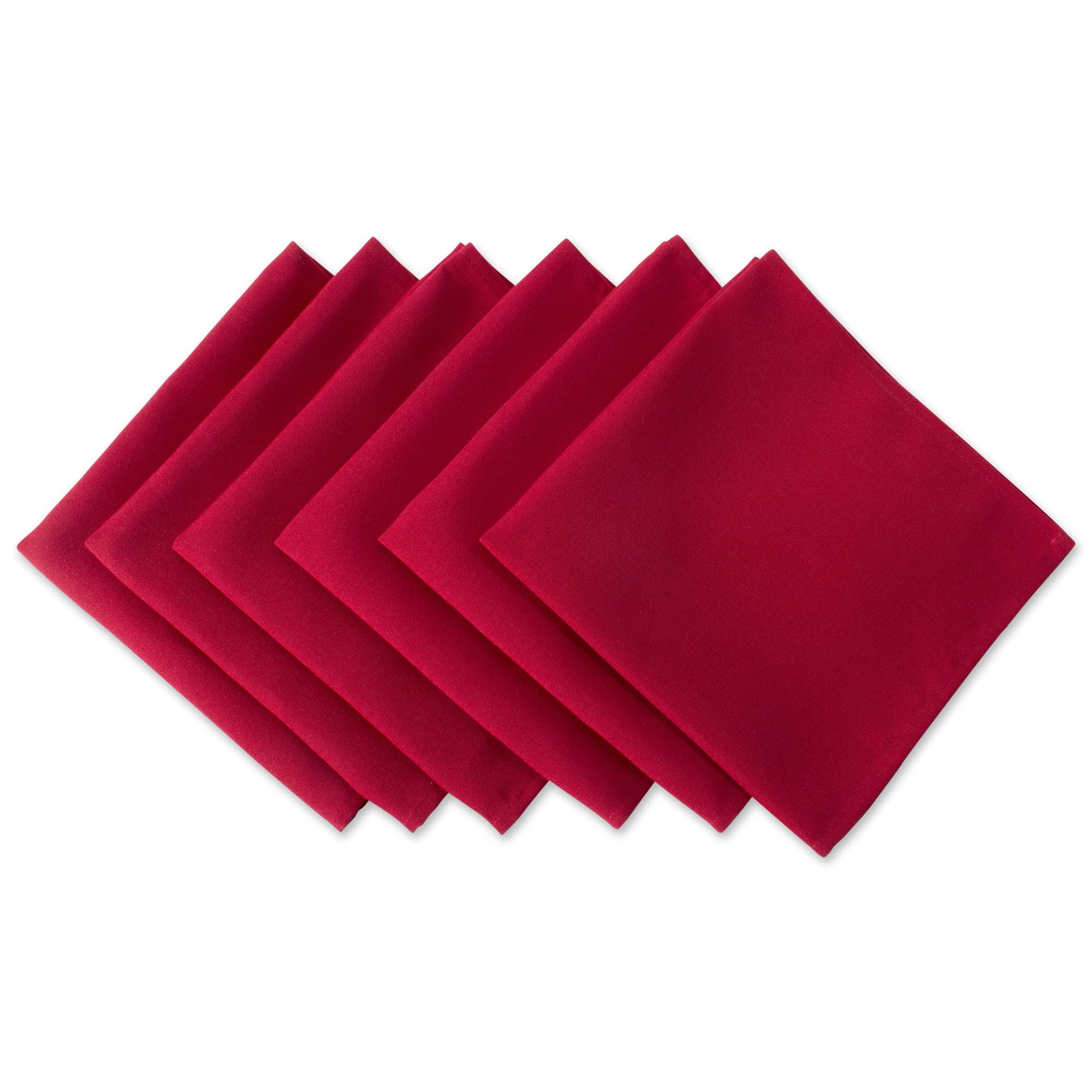 100% Spun Polyester Table Top Collection, Napkins, 18x18, Red, 6 Piece