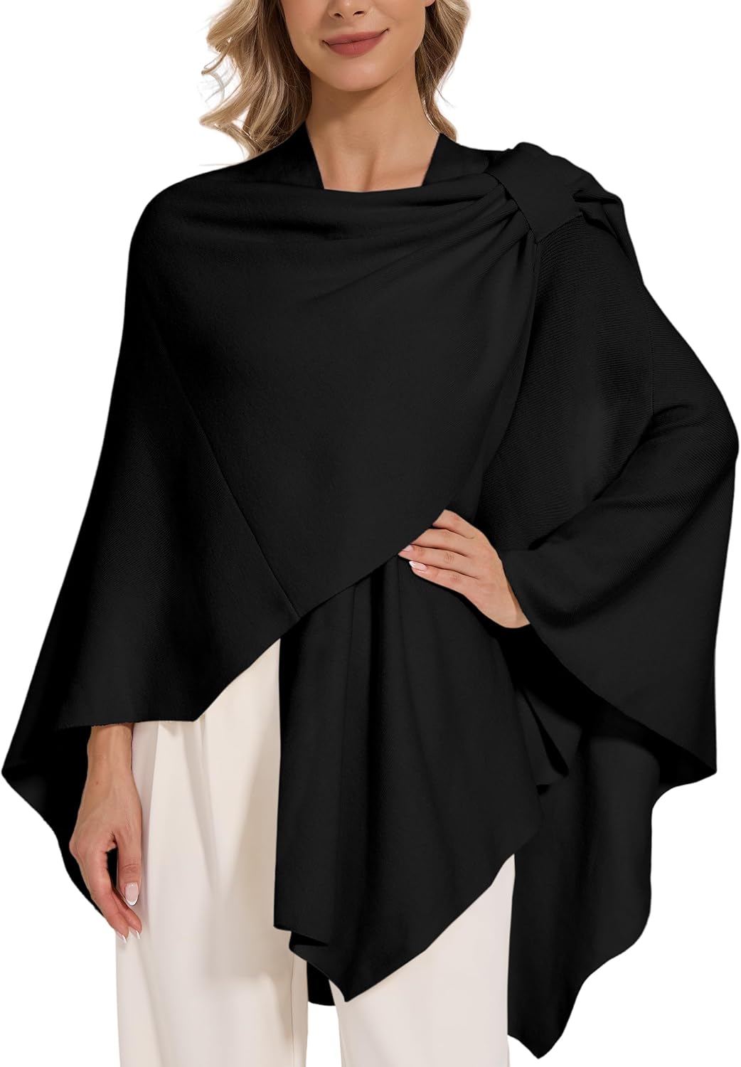 Women's Crossover Shawl Wraps Open Front Poncho Cape Elegant Loop Shawls Travel Shawls for Fall Winter