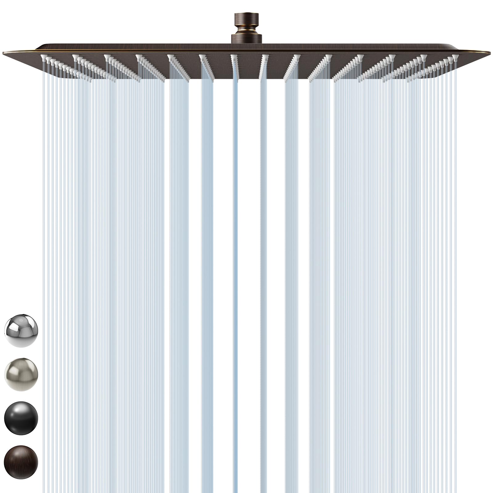 Alcachofa de ducha SR Sun Rise de acero inoxidable de 16 pulgadas, grande, cuadrada, de alta presión, para ahorro de agua, de bronce frotado, 2,5 gpm