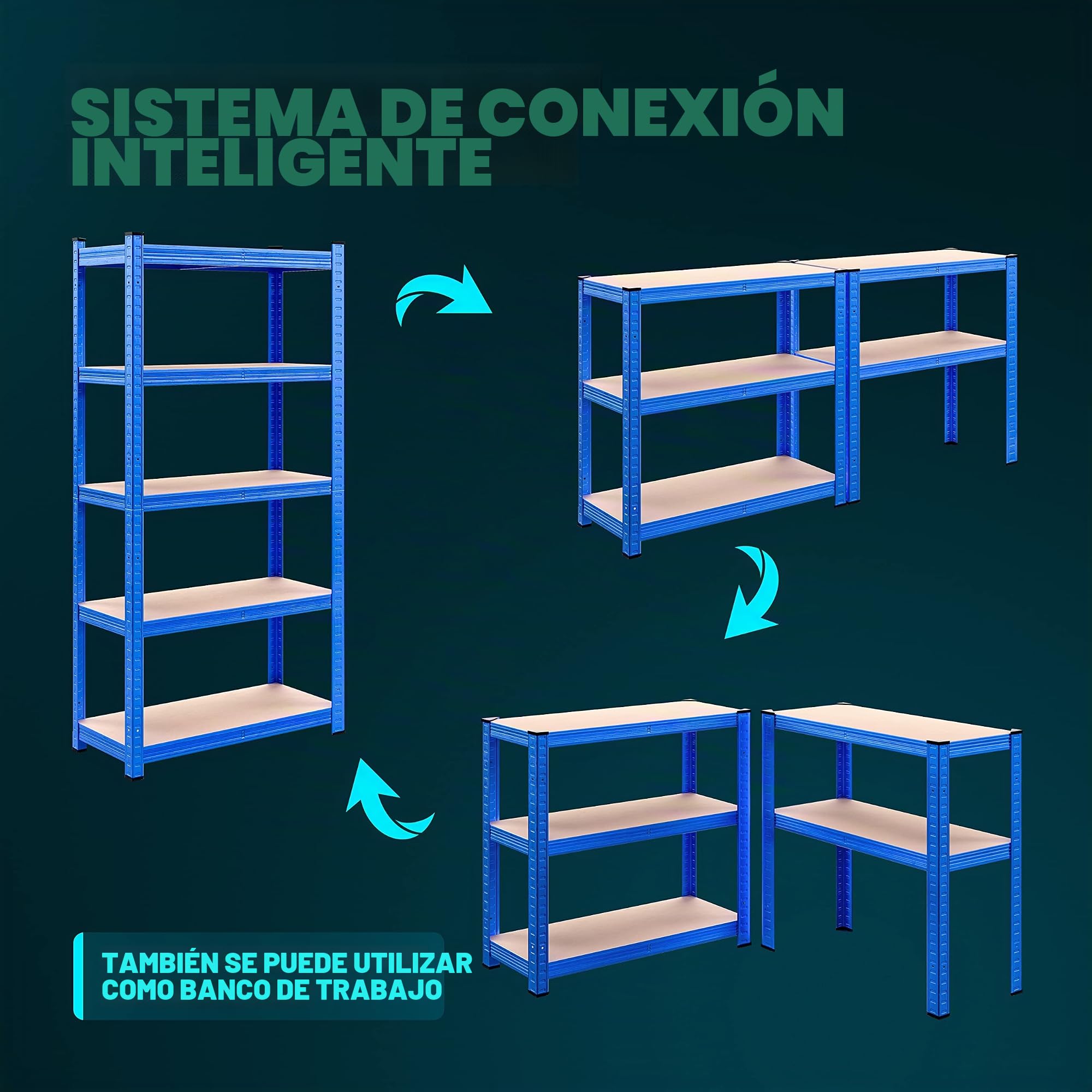 Deuba 2x Estanterías Metálicas 180x90x40cm 875kg Estantería para Cargas Pesadas 5 Estantes Taller Azul