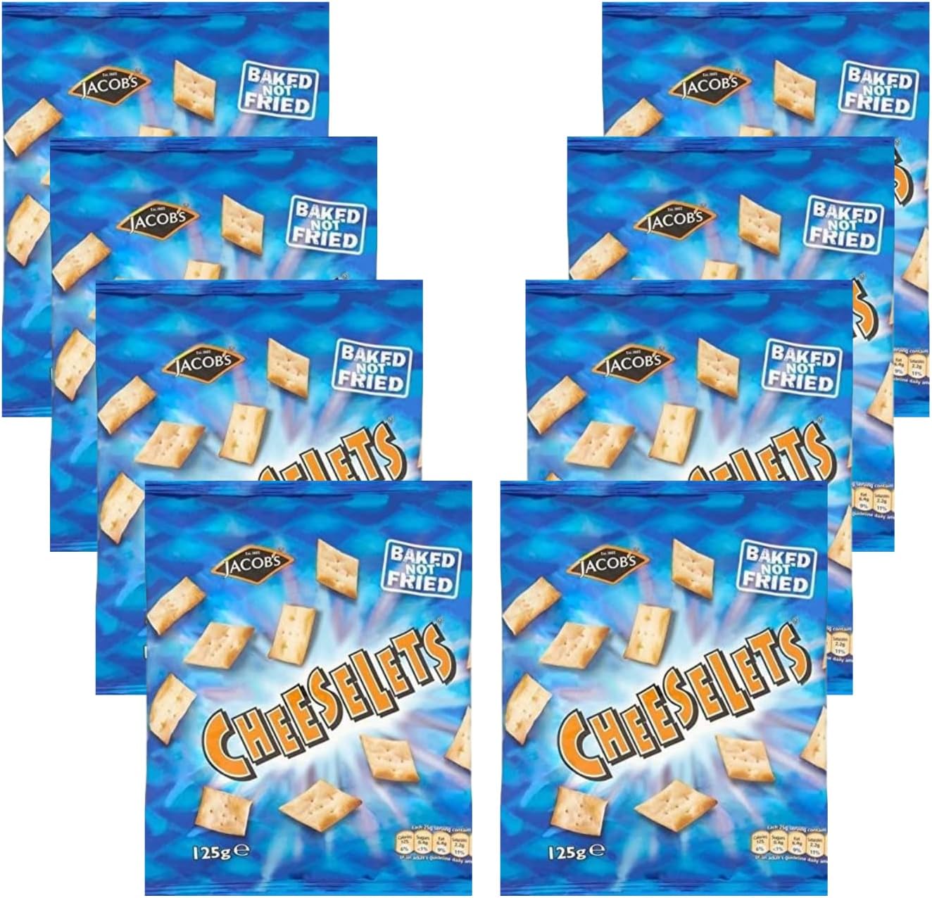 Multipack Cheese Flavour Baked Biscuits | Jacob's Cheeselets 125g X 8 (Pack of 8)