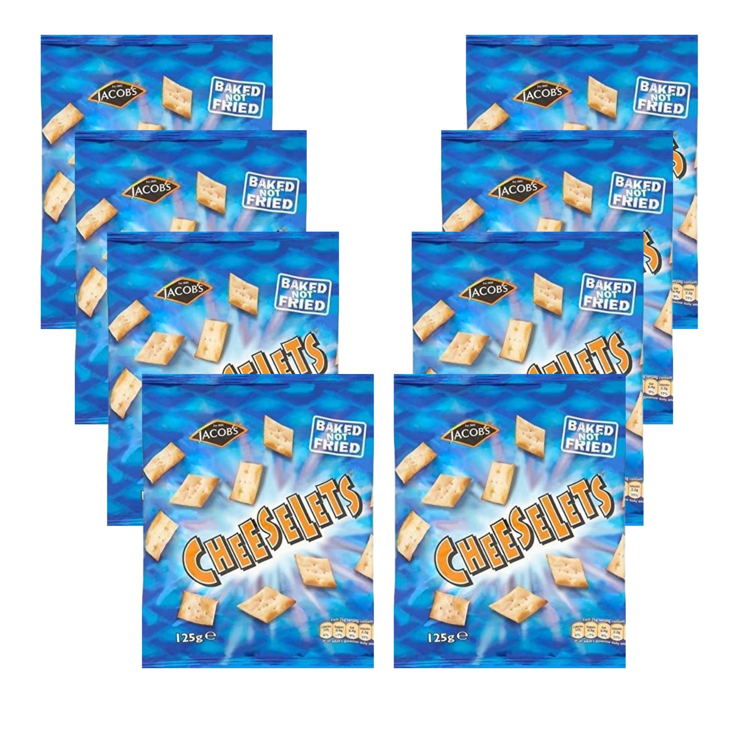 Multipack Cheese Flavour Baked Biscuits | Jacob's Cheeselets 125g X 8 (Pack of 8)