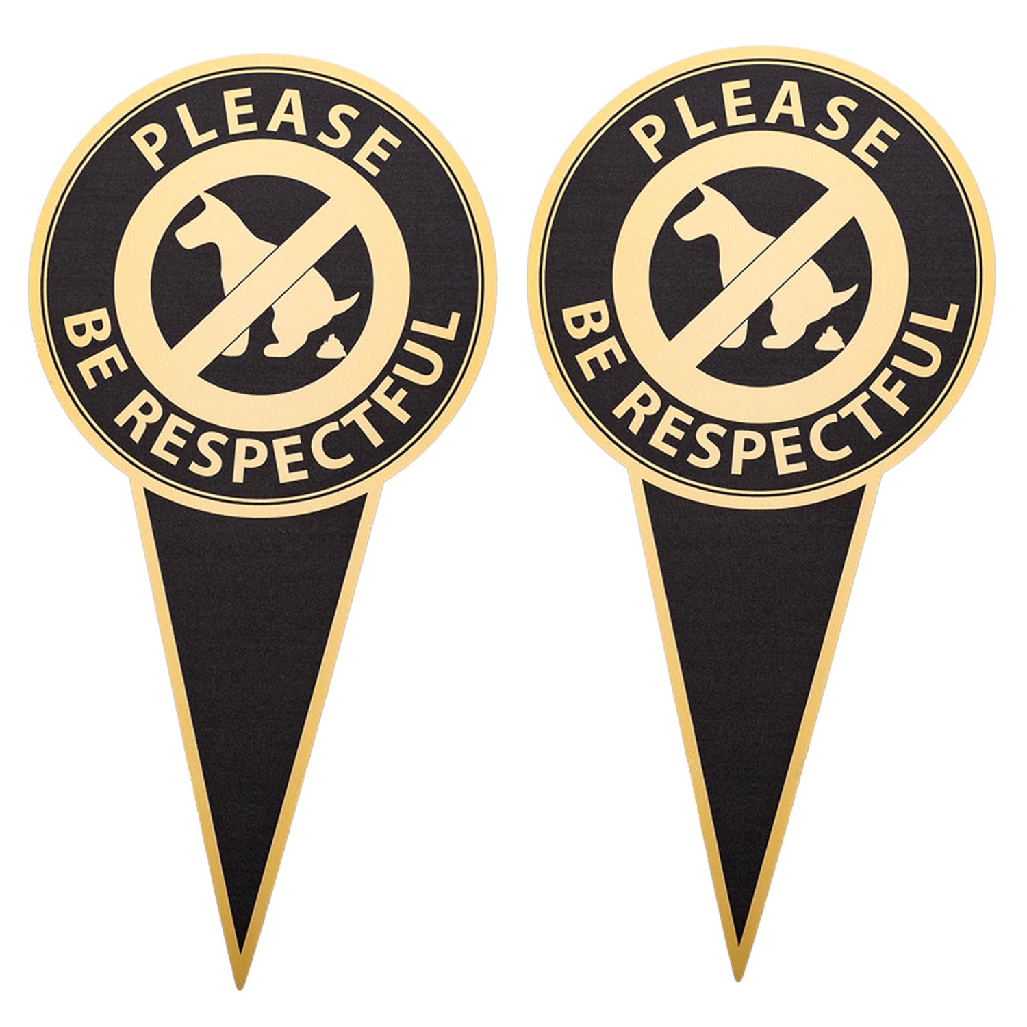 Prefdo No Dog Poop Sign for Yard with Stake, 2 Pack 12" x 6" Double Sided No Pooping Dog Sign, Please Be Respectful, Stop Dogs from Pooping or Peeing Sign for Outdoor Yard Lawn Garden