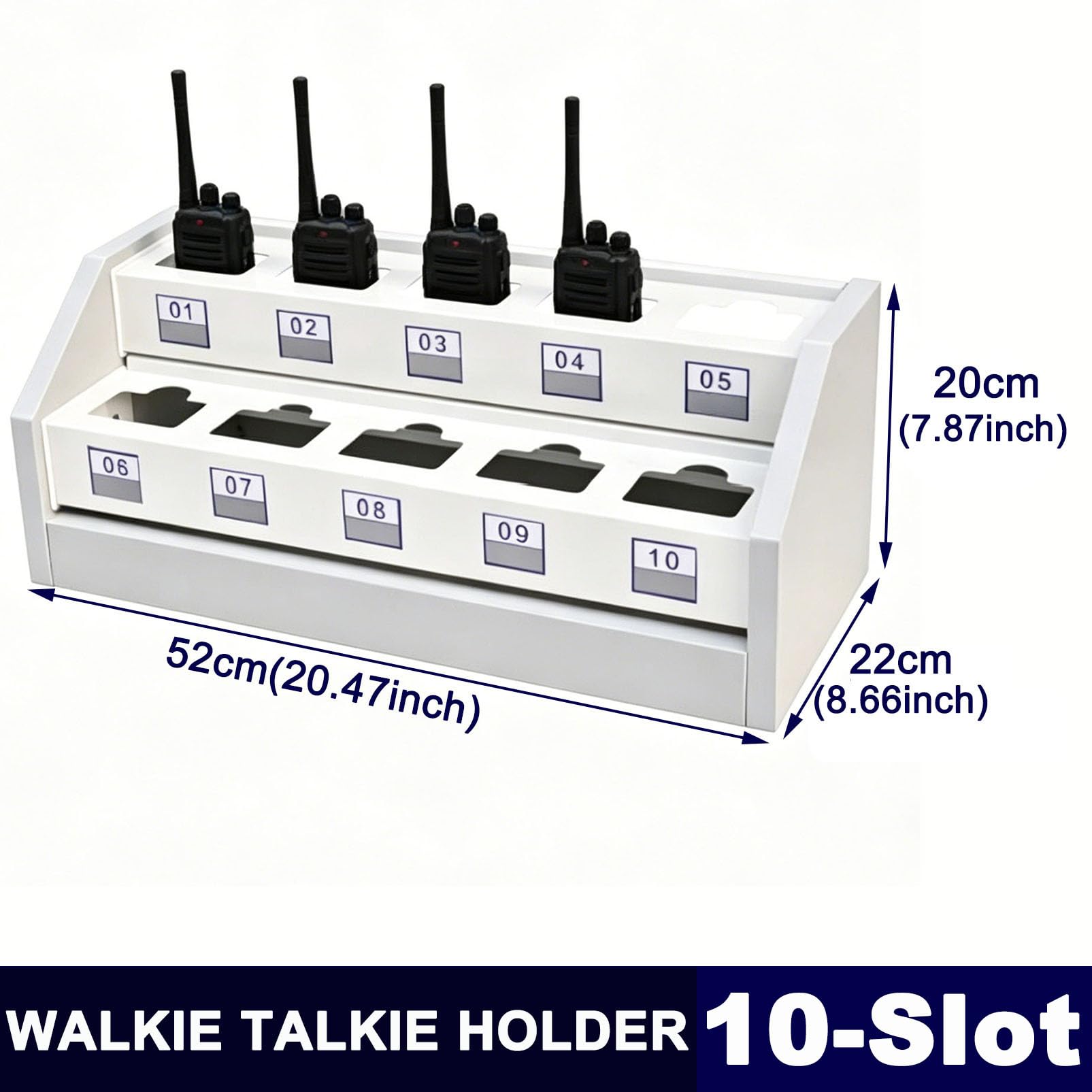 Generico Porta Walkie Talkie Supporto Radio Bidirezionale, Rack Radio Bidirezionale Acciaio-Legno Robusto, Stazione di Ricarica Walkie Talkie da Scrivania con Gestione Cavi Nascosta