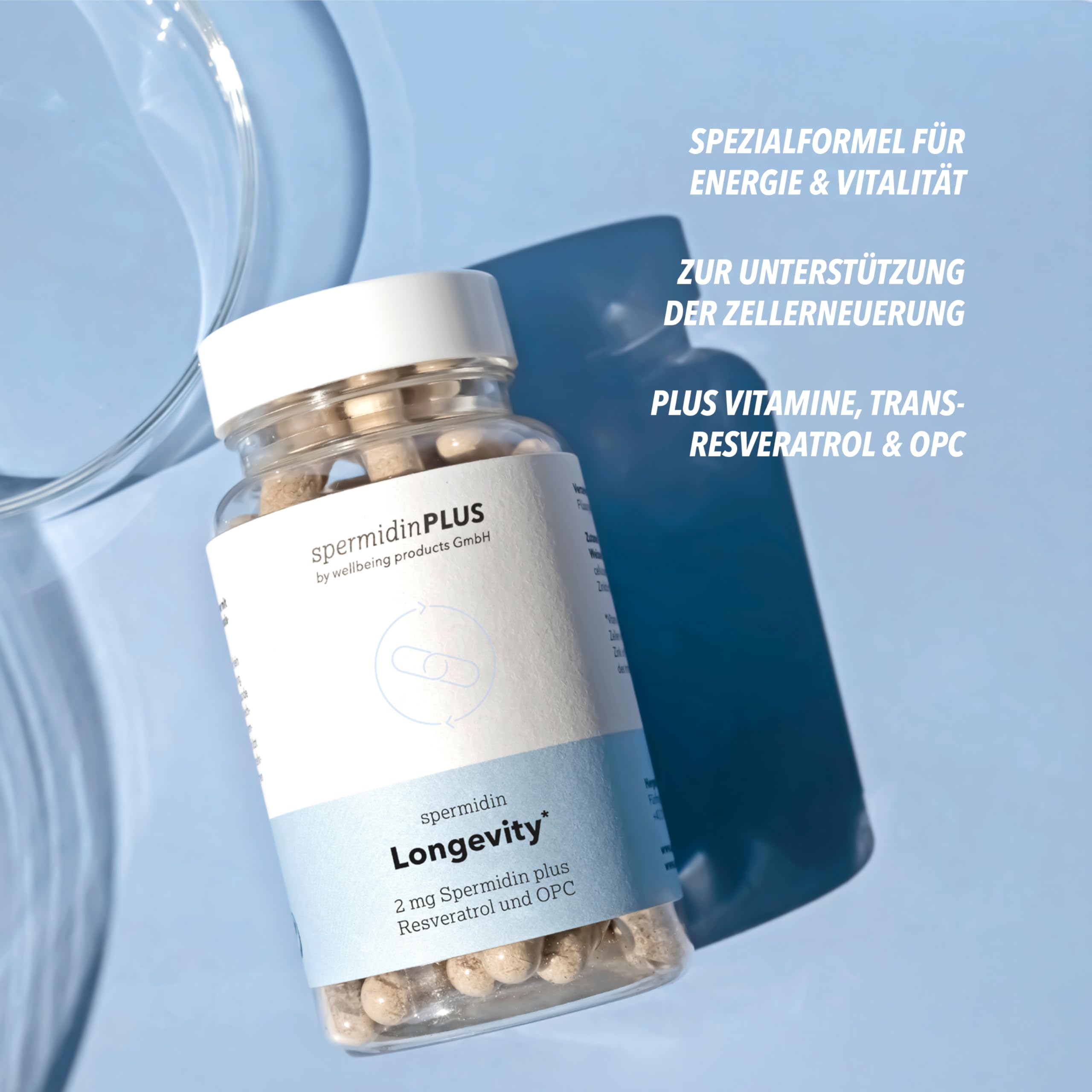 Spermidin Longevity Kapseln - 2 mg natürliches Spermidin | Spezialformel für Better Aging | Plus Melonenkonzentrat, Trans-Resveratrol und OPC | Apothekenqualität aus Österreich