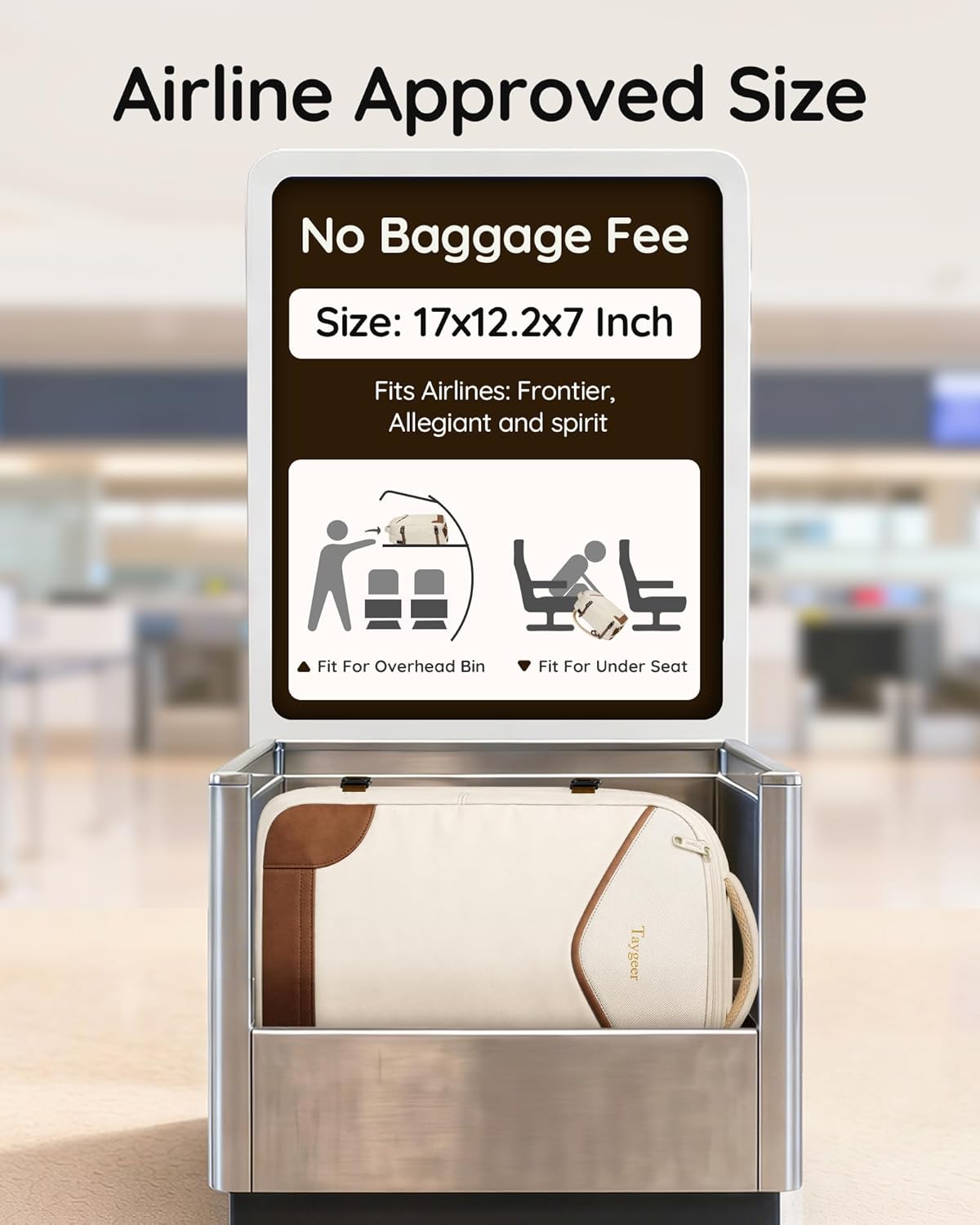 Taygeer 35L Travel Backpack Carry On with Lock, TSA Flight Approved Carry on Backpack with USB Charging Port, Expandable Weekend Trip Backpacks Fits 15.6 Inch Laptop for Women, Beige & Brown - Image 4