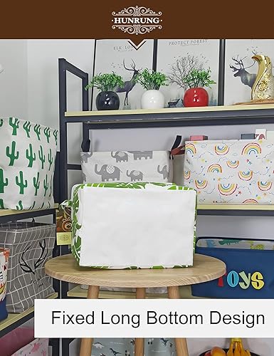 Miniatura 5 de HUNRUNG - Cesta de almacenamiento rectangular, lindo organizador de tela para juguetes de mascotasniños, libros o ropa. Perfecta para habitaciones