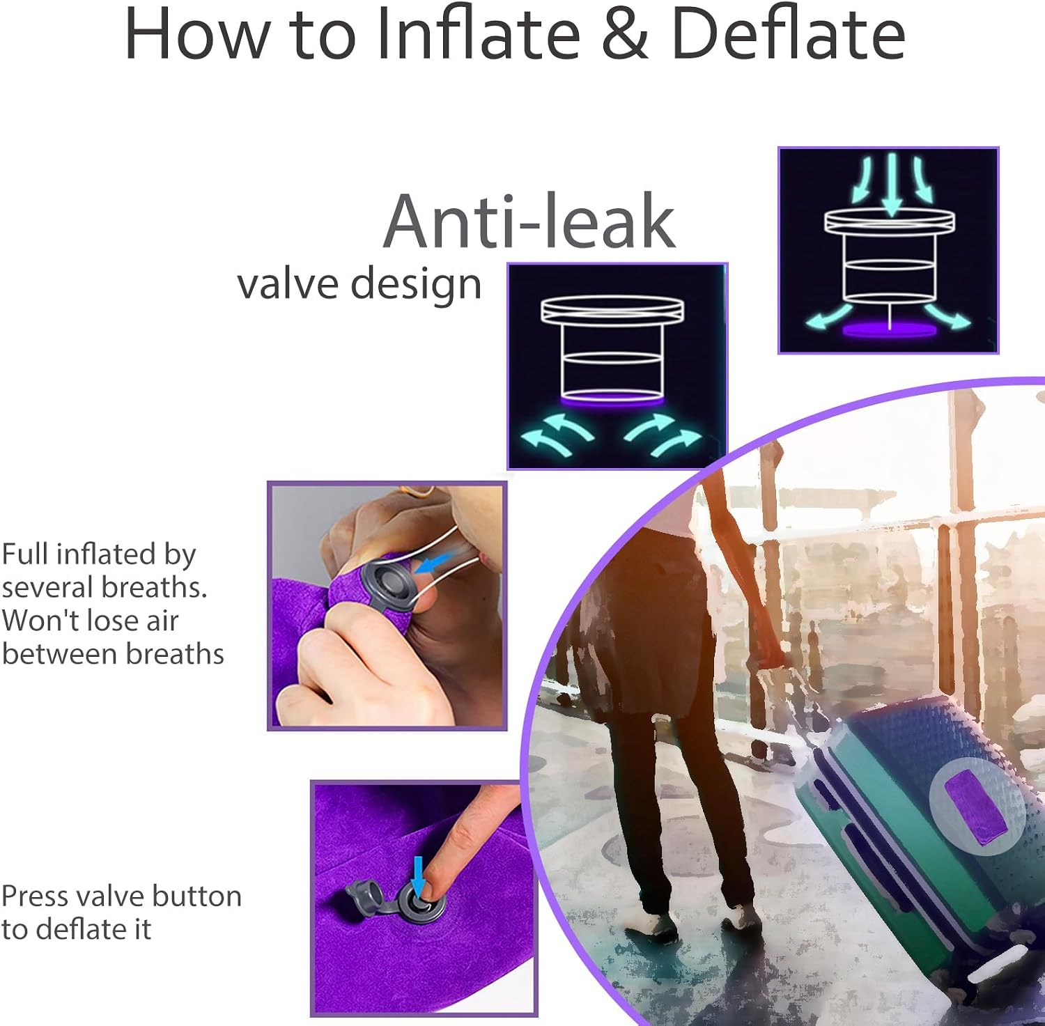 Leg Elevating Pillow - Heart Shape, Leg Elevation Pillows for Swelling Blood Circulation, Inflatable Wedge Pillow for Traveling, Wedge Pillow for Legs Foot Pain Relief Acid Reflux, Easy Carry Storage