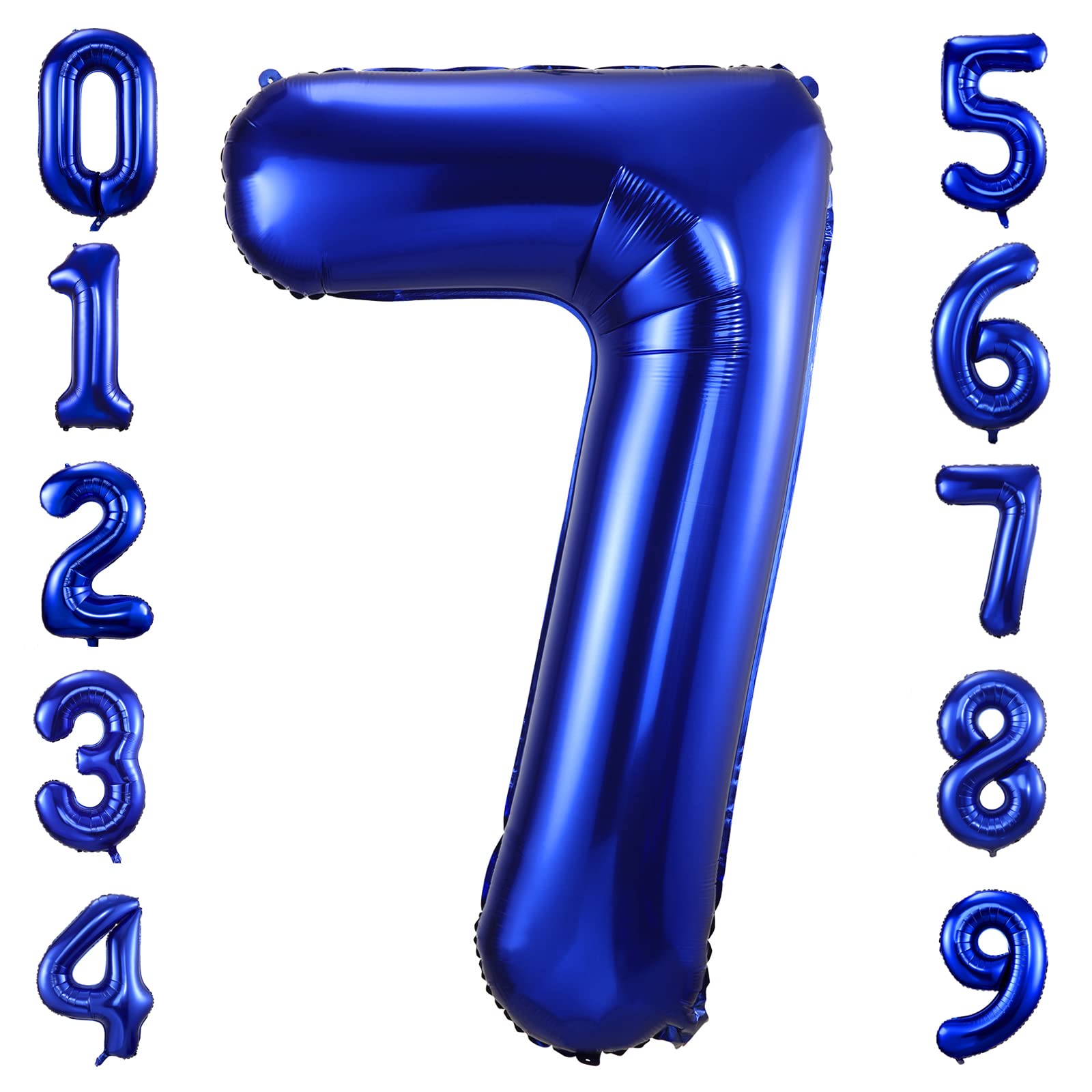 Navy Blue Number 7 Balloons,40 Inch Dark Blue 7 Birthday Balloon Large Foil Mylar Number Digital Balloons for Birthday Party Graduation Baby Shower