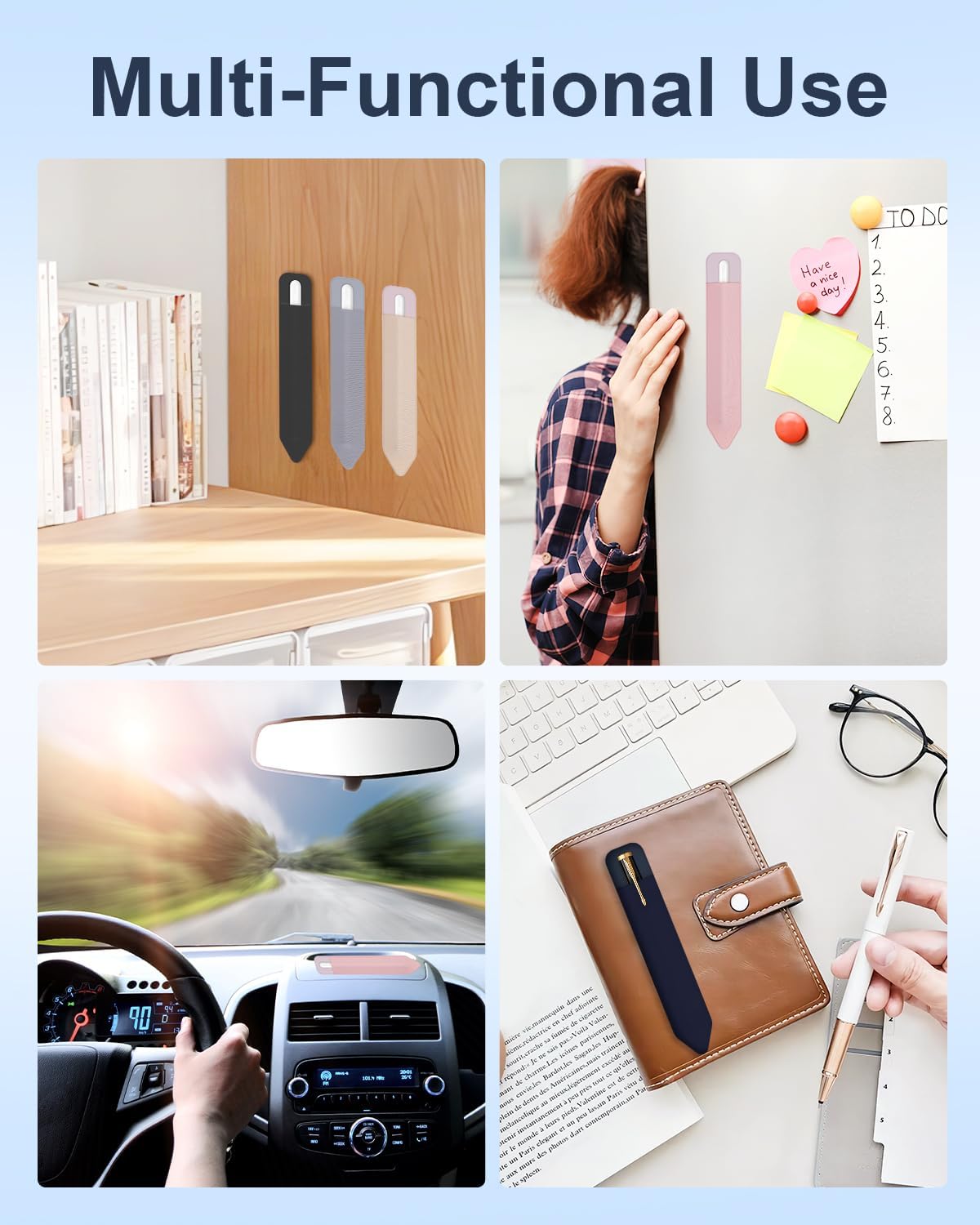 eZAKKA 5 Pack Self-Adhesive Pencil Holder For Most Pens Pencils, 7.8 inch image 4