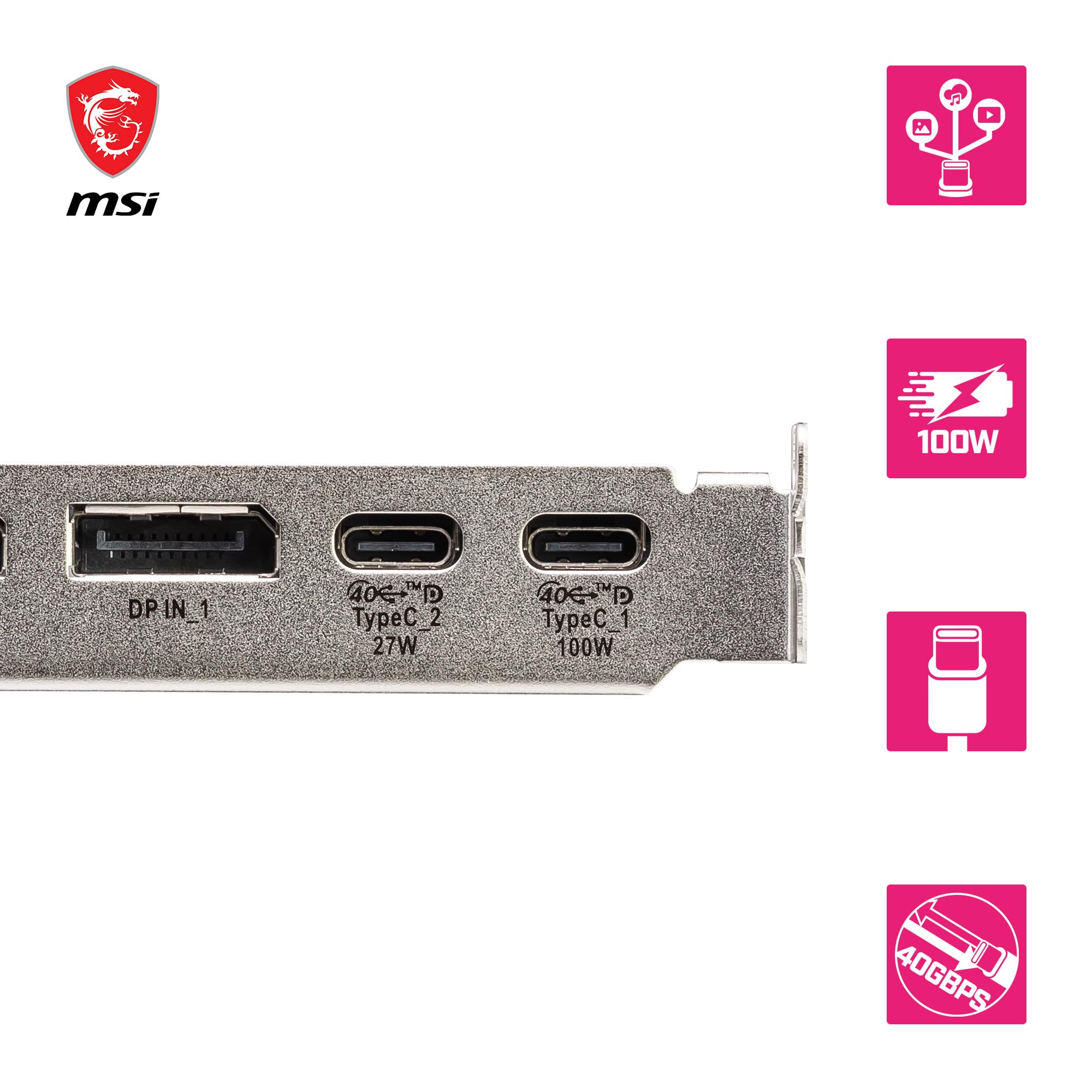 Amazon | MSI USB4 PD100W 拡張カード PCI-e、デュアルポート、40Gbp