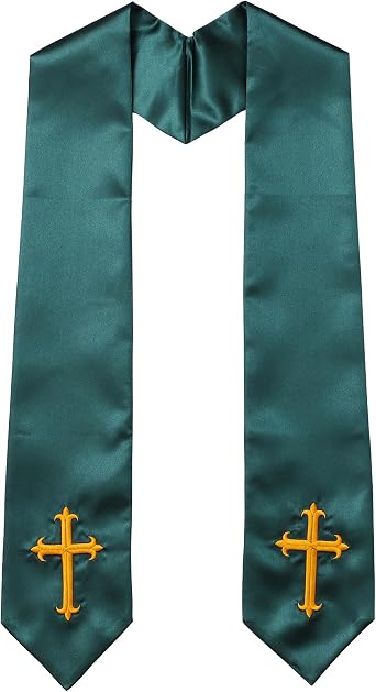 Clergy Stole with Embroidery Cross, Unisex Minister Priest Stole for Wedding Church Service Accessories 60/72 Inch
