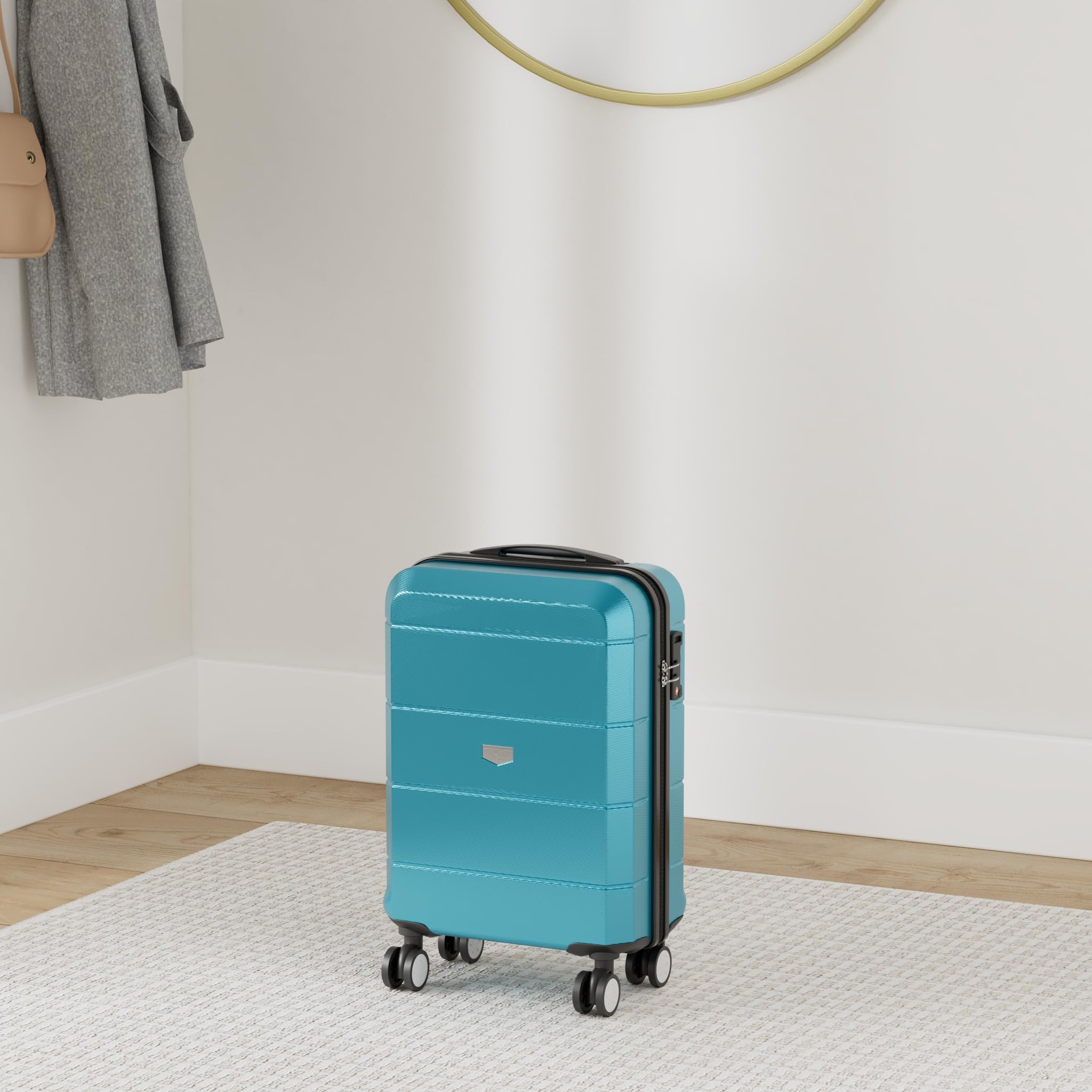 LUGG - Jetset 40cm Suitcase - 40x30x20cm- Ryanair Compatible - Underseat Size - Hard Shell ABS - Spinner & Removable Wheels - Lightweight Travel Luggage- Cream/Brown — view 94