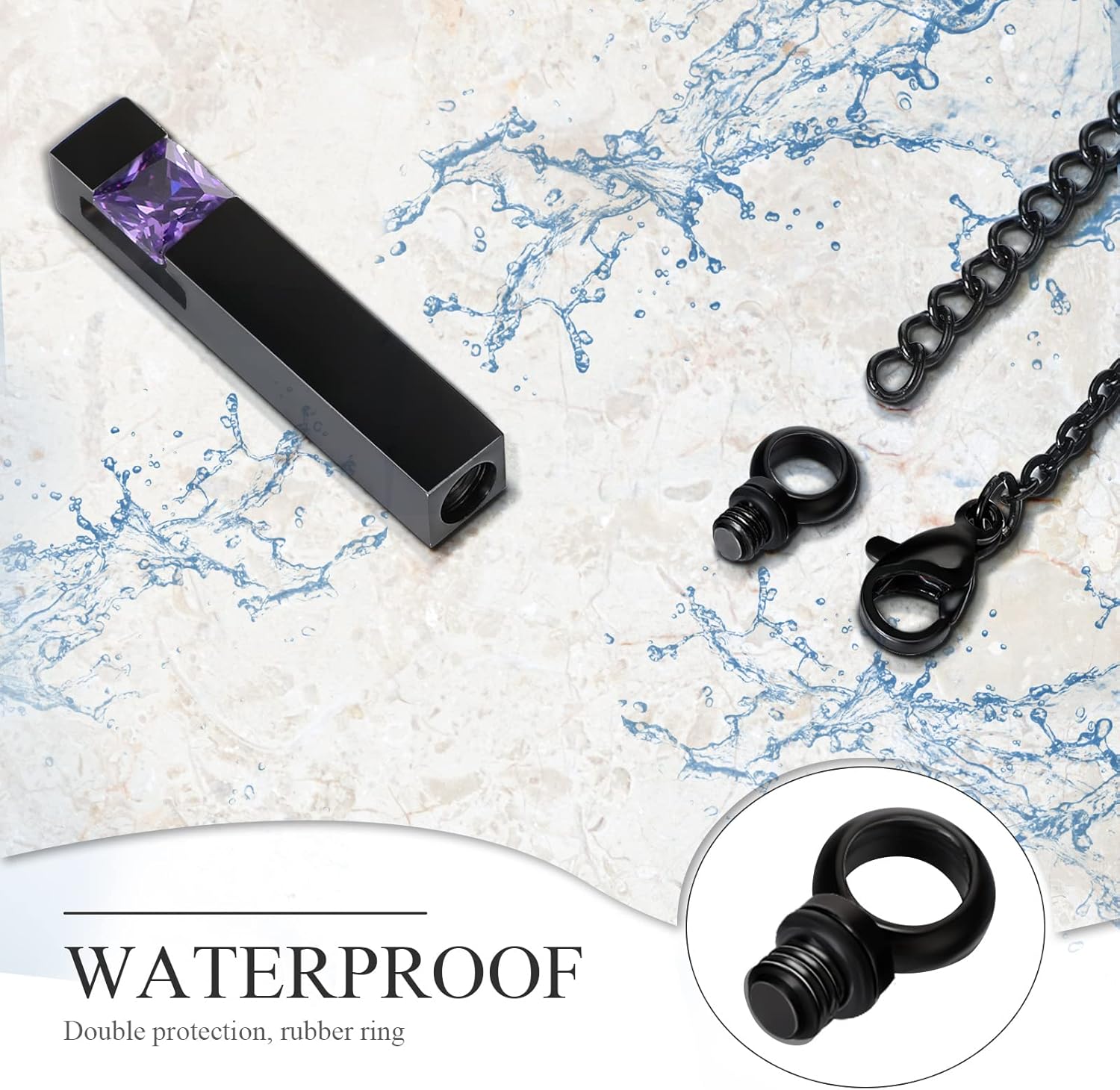 MTLEE 3 Pieces Cremation Urn Necklace for Ashes Vertical Bar Zircon, Heart Crystal Necklace Urn Stainless Steel Waterproof Memorial Pendant - Image 3