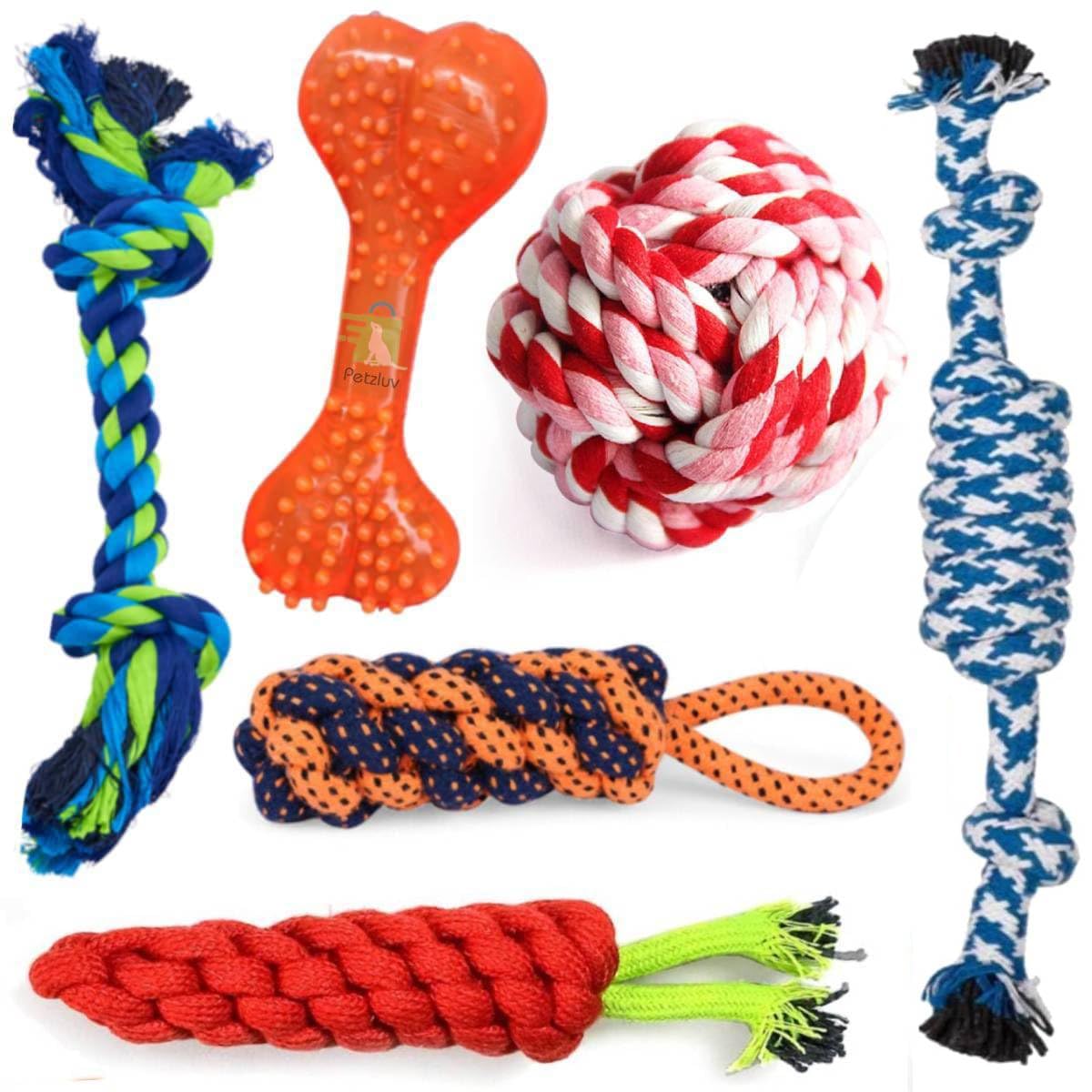 PETZLUV Dog Toys + Chew Toys + Puppy Teething Rope Toys + Toys for Small to Medium Breeds + Rubber Bone for Pet + Puppies Chewers Toys - Multicolor (B0D47LZBZ7) Amazon Price History, Amazon Price Tracker