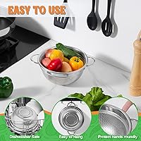 Vista 5 de P&P CHEF Colander Strainer Stainless Steel 3 Quart, Metal Micro-Perforated Colander for Kitchen Food, Ideal for Rinsing Washing Draining, Dishwasher