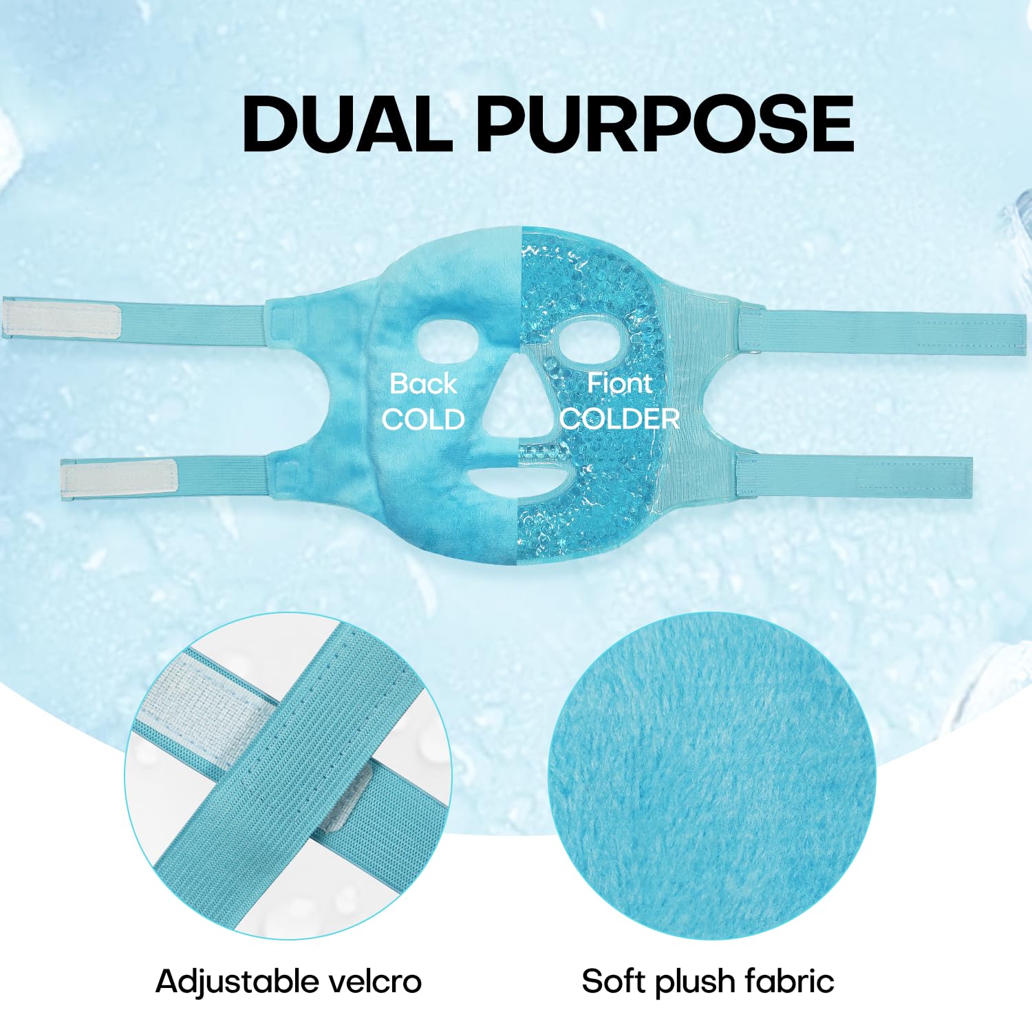 ZNÖCUETÖD YunQiXin Blue: Face Eye Mask Ice Pack With Foam Earplugs, Reduce Puffiness, Bags Under Eyes, Puffy Dark Circles, Hot/Cold Pack With Soft Plush Backing For Woman ,1 Count — Amazon image 7