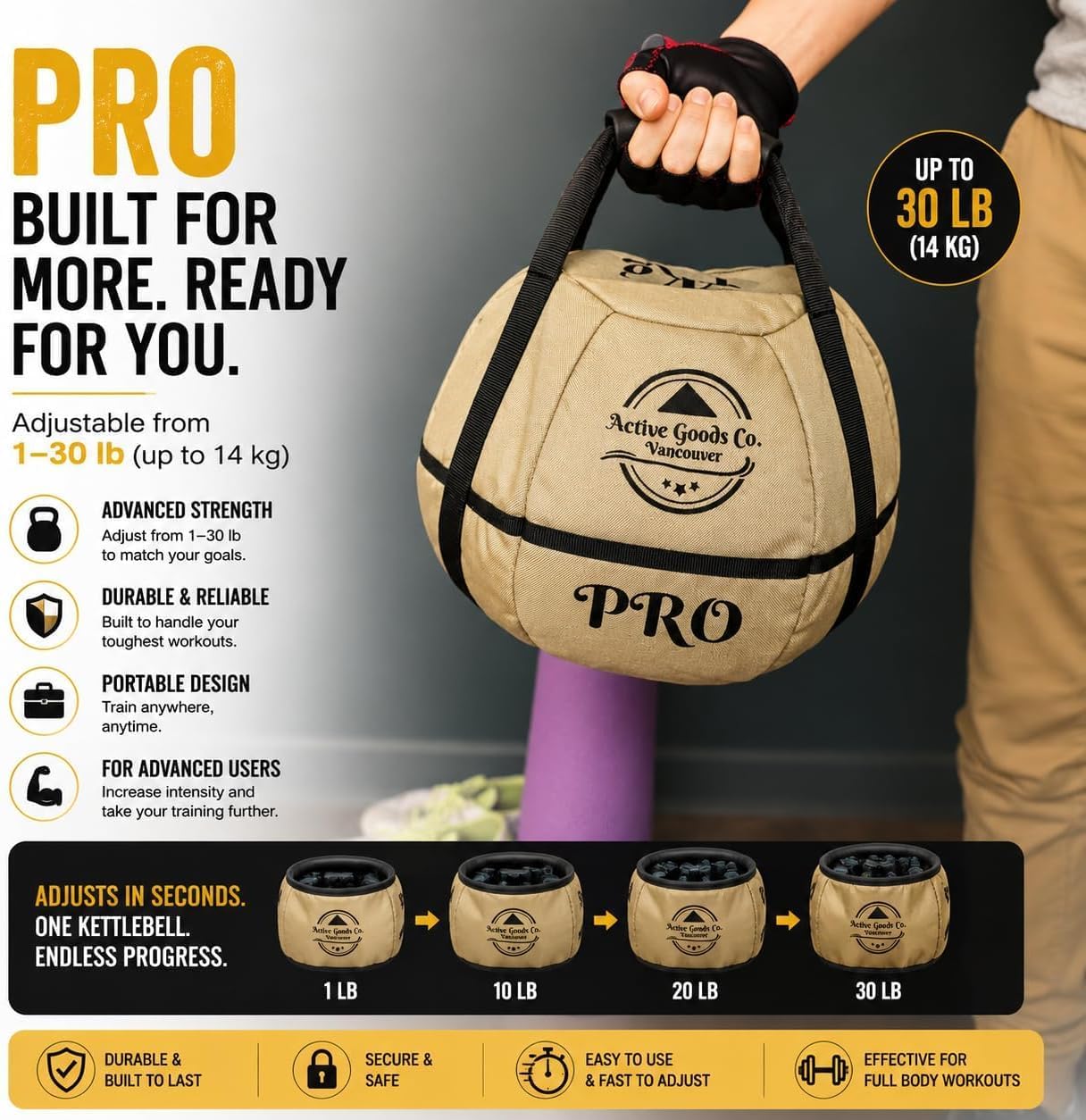 ActiveGoodsCo. Kettlebell Sandbag for fitness workout, different sizes 11Lb to 75lb. Visit to see the options